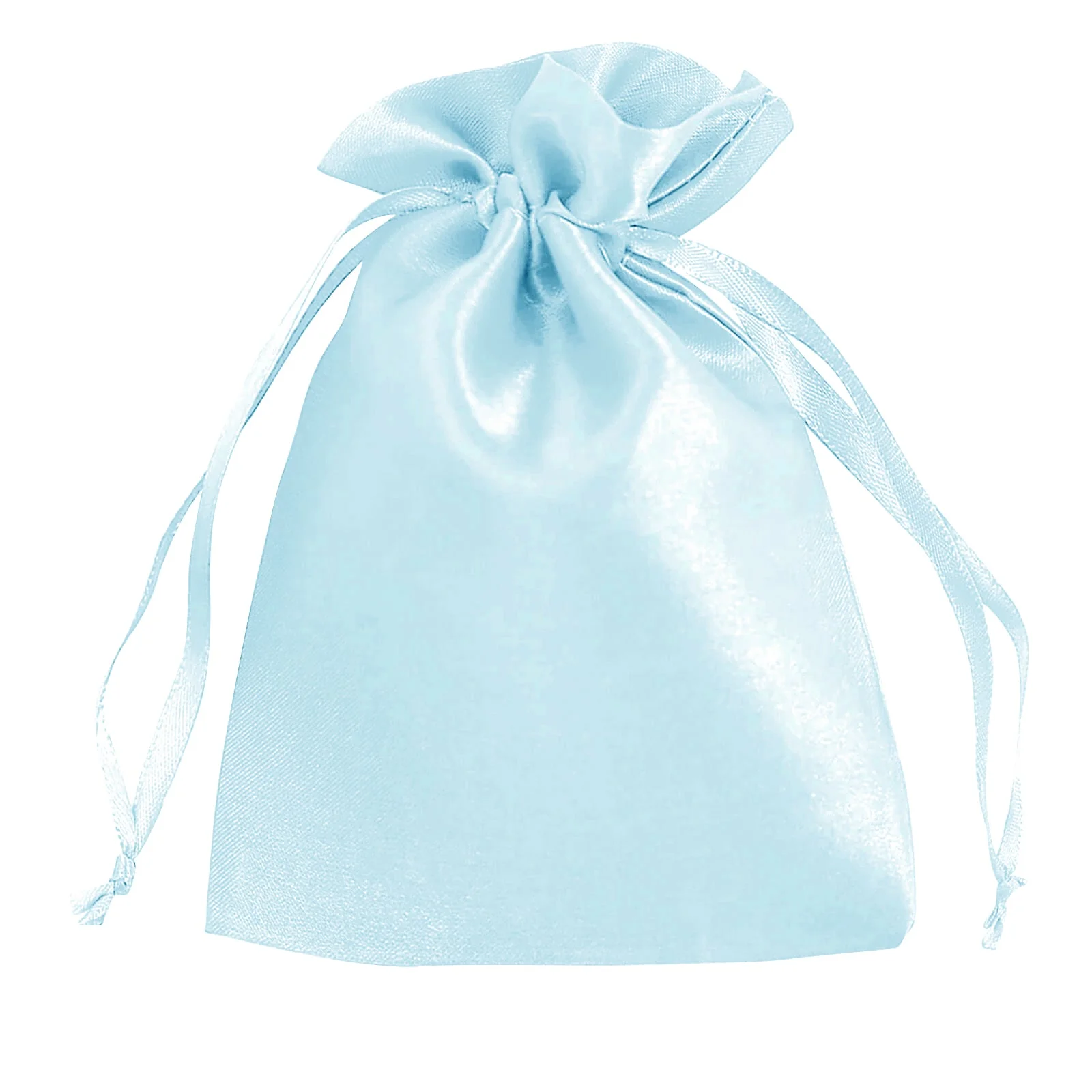 60 Pack 5"x7" Light Blue Satin Drawstring Wedding Party Favor Gift Bags - Image 2