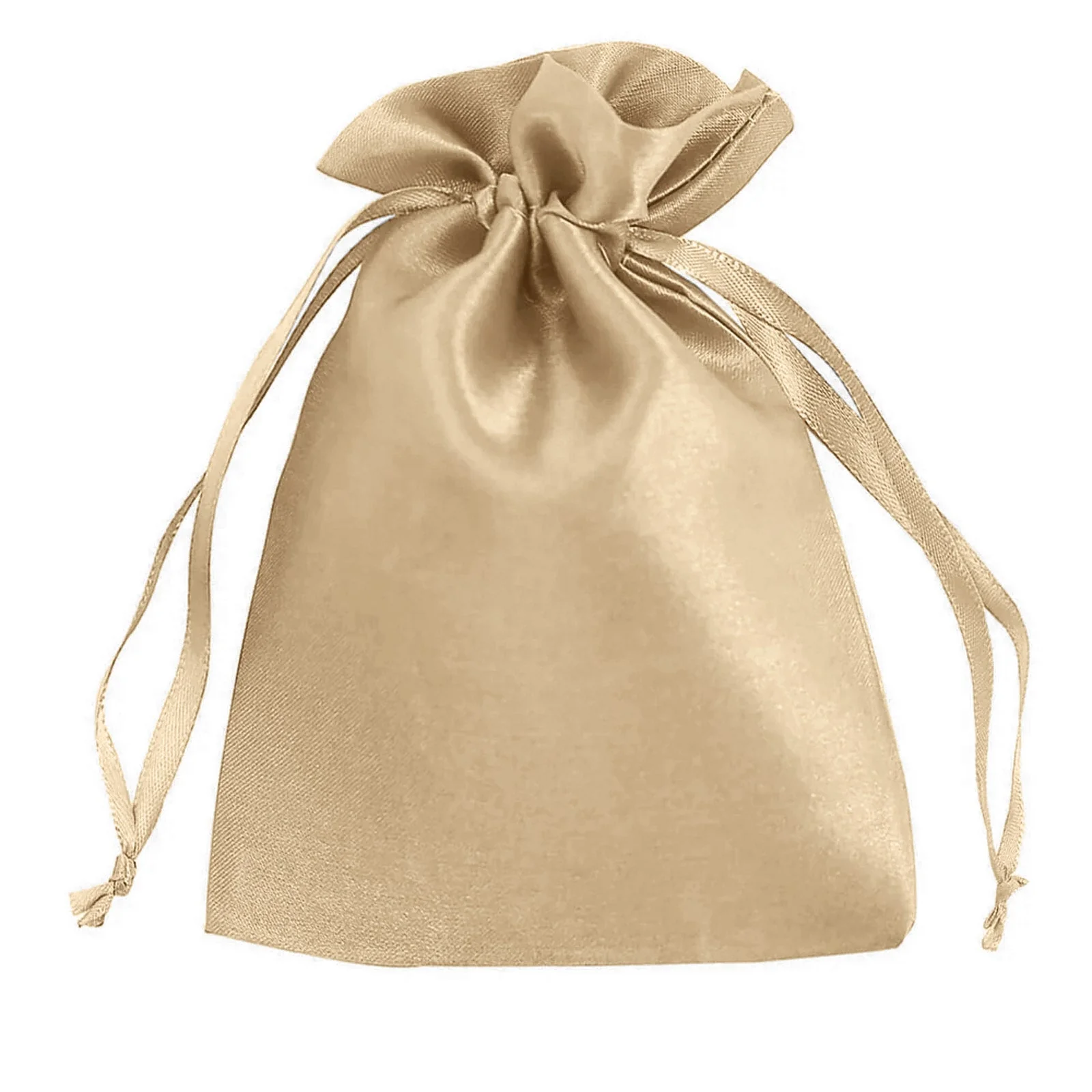 60 Pack 5"x7" Champagne Satin Drawstring Wedding Party Favor Gift Bags - Image 2