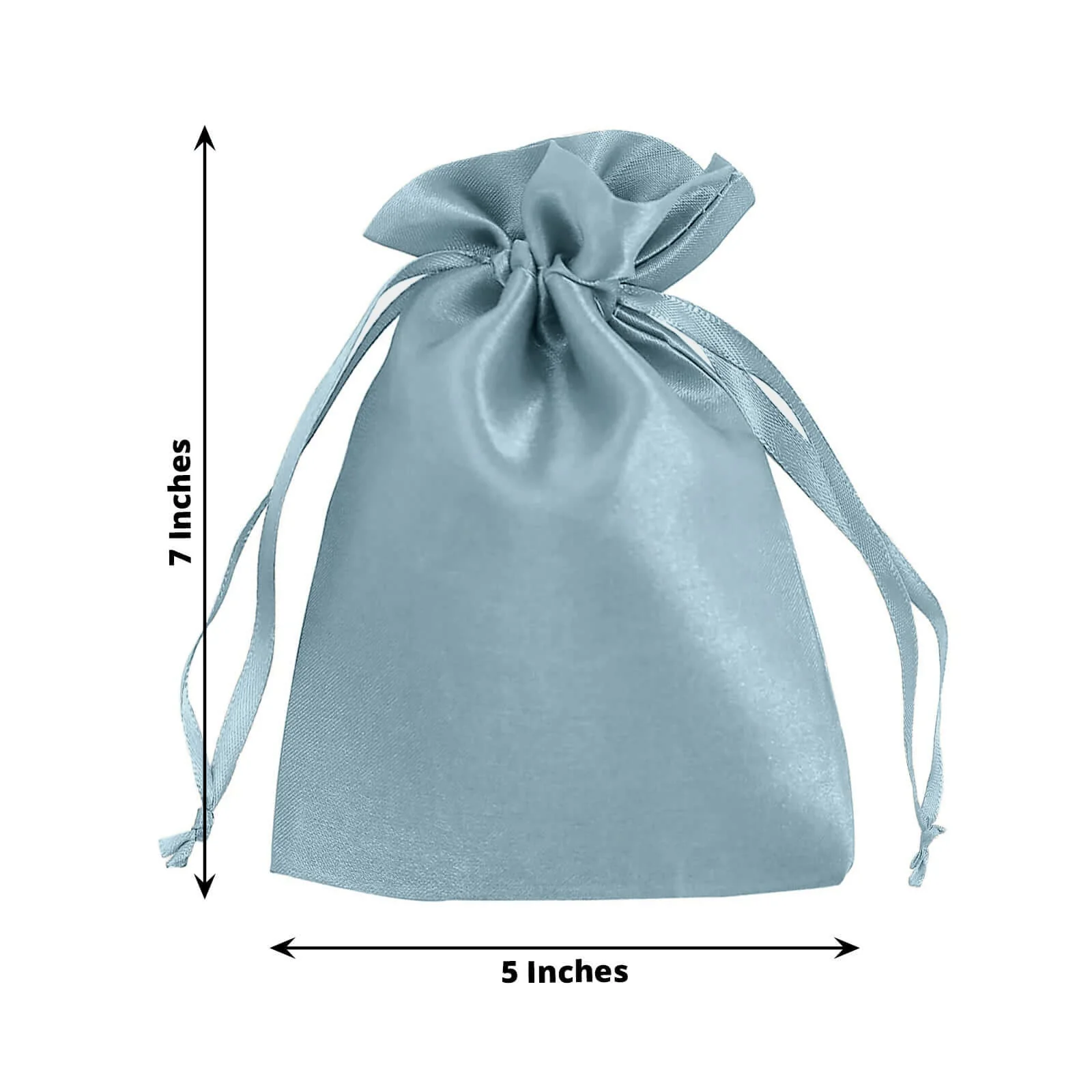 60 Pack 5"x7" Dusty Blue Satin Drawstring Wedding Party Favor Gift Bags - Image 3