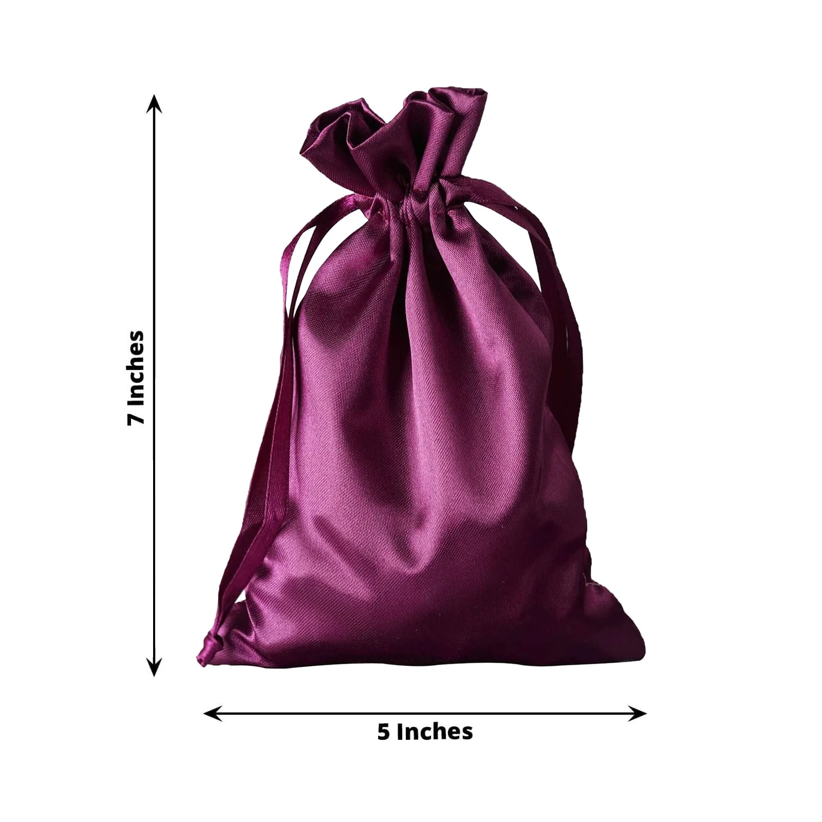 60 Pack 5"x7" Eggplant Satin Drawstring Wedding Party Favor Gift Bags - Image 3