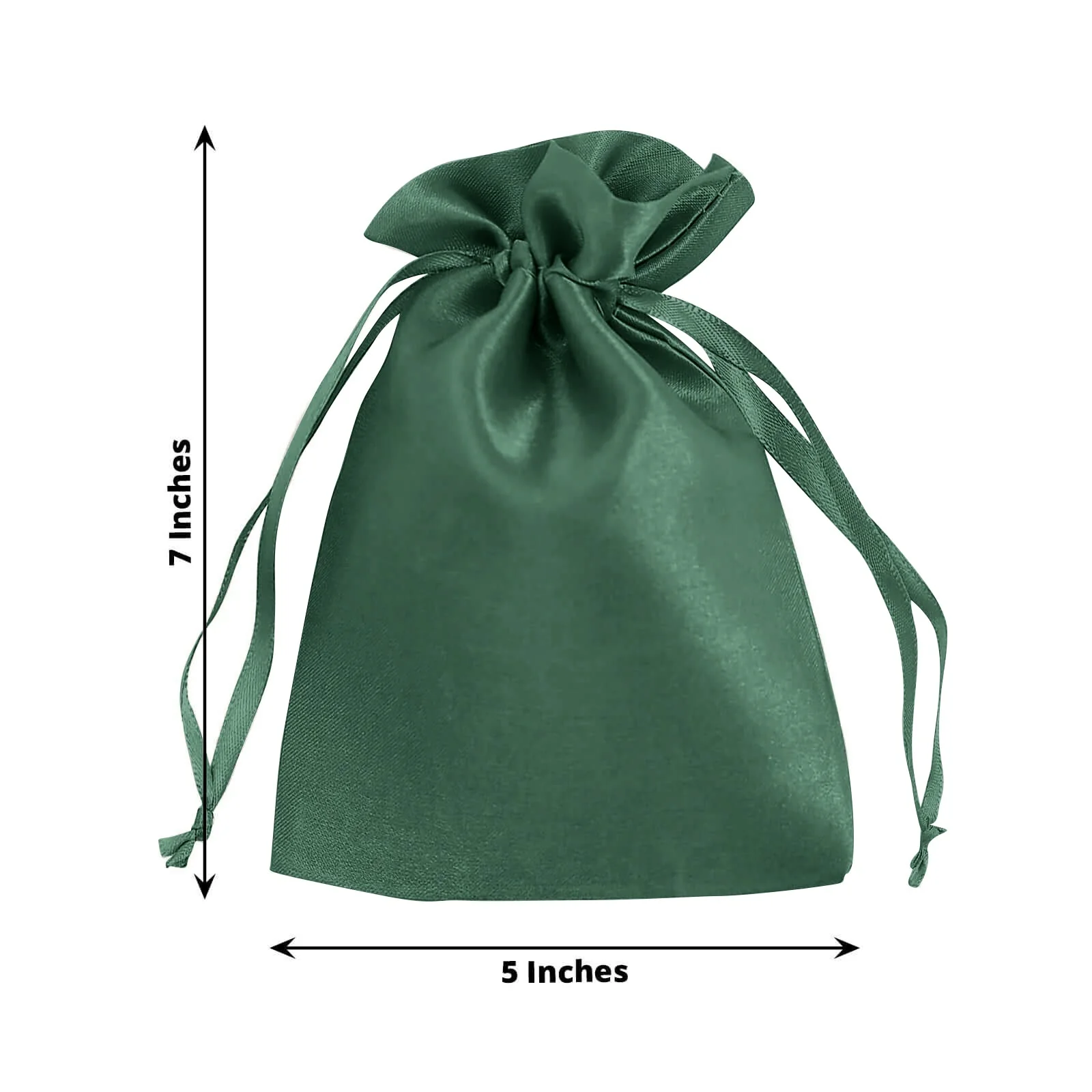 60 Pack 5"x7" Hunter Emerald Green Satin Drawstring Wedding Party Favor Gift Bags - Image 3