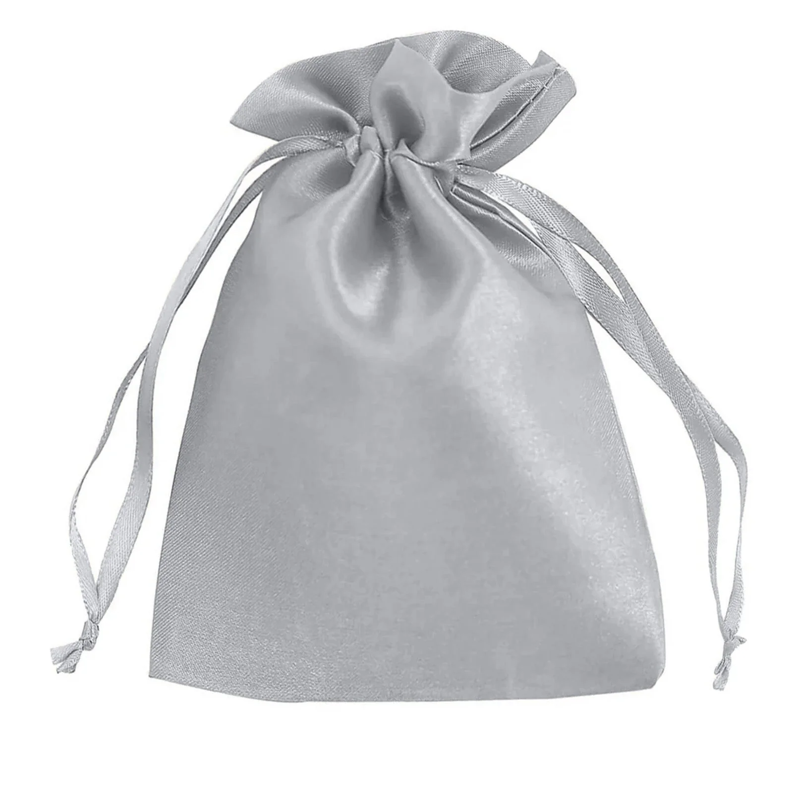 60 Pack 5"x7" Silver Satin Drawstring Wedding Party Favor Gift Bags - Image 2