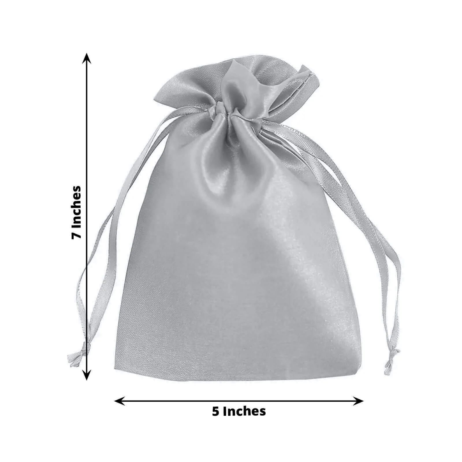 60 Pack 5"x7" Silver Satin Drawstring Wedding Party Favor Gift Bags - Image 3