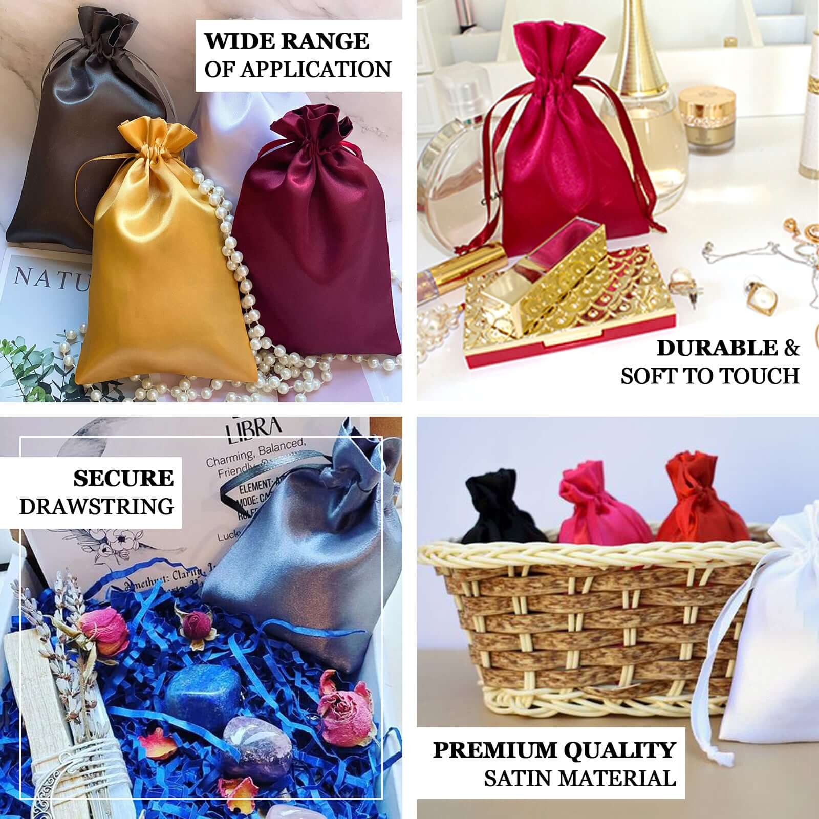 60 Pack 5"x7" Turquoise Satin Drawstring Wedding Party Favor Gift Bags - Image 4