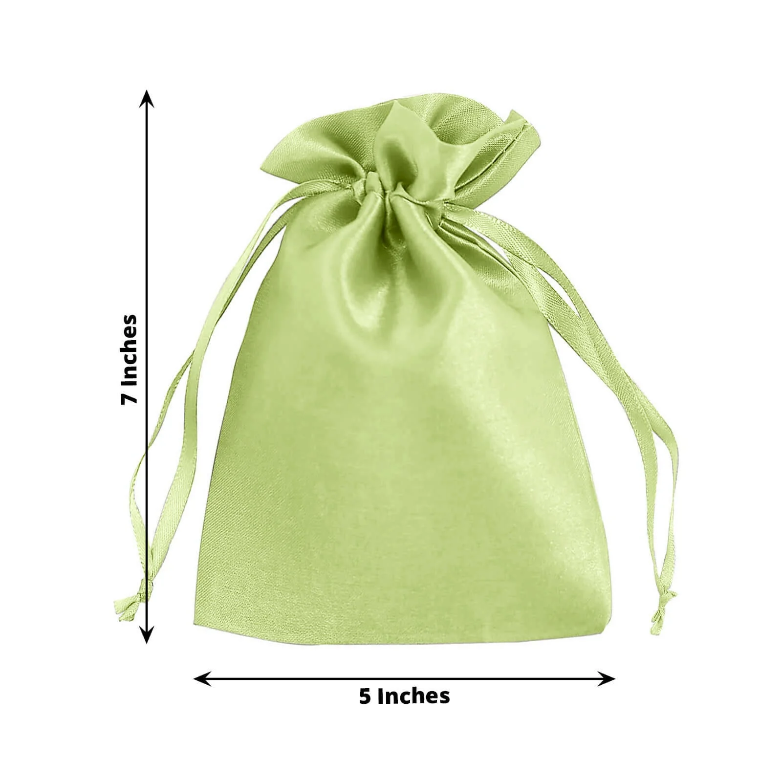60 Pack 5"x7" Apple Green Satin Drawstring Wedding Party Favor Gift Bags - Image 3