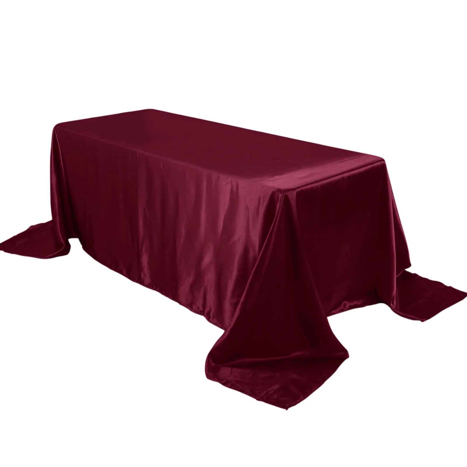 Satin Rectangular 90"x132" Tablecloth Burgundy - Seamless Table Cover - Image 4