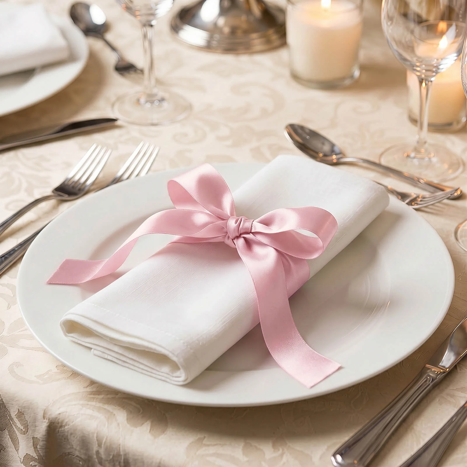 Single Face Satin Ribbon Roll Blush 1" x 100 Yards Decorative Craft Ribbon - Image 3