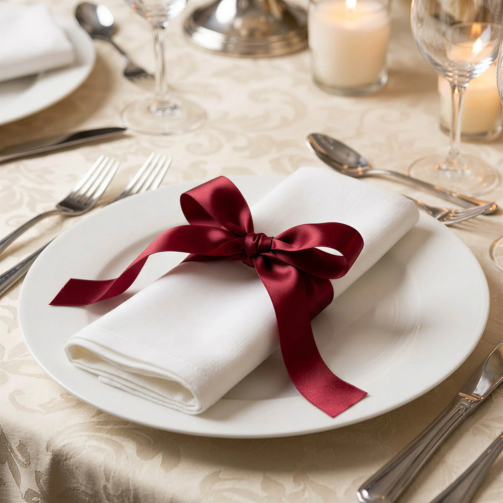 Single Face Satin Ribbon Roll Burgundy 1" x 100 Yards Decorative Craft Ribbon - Image 2