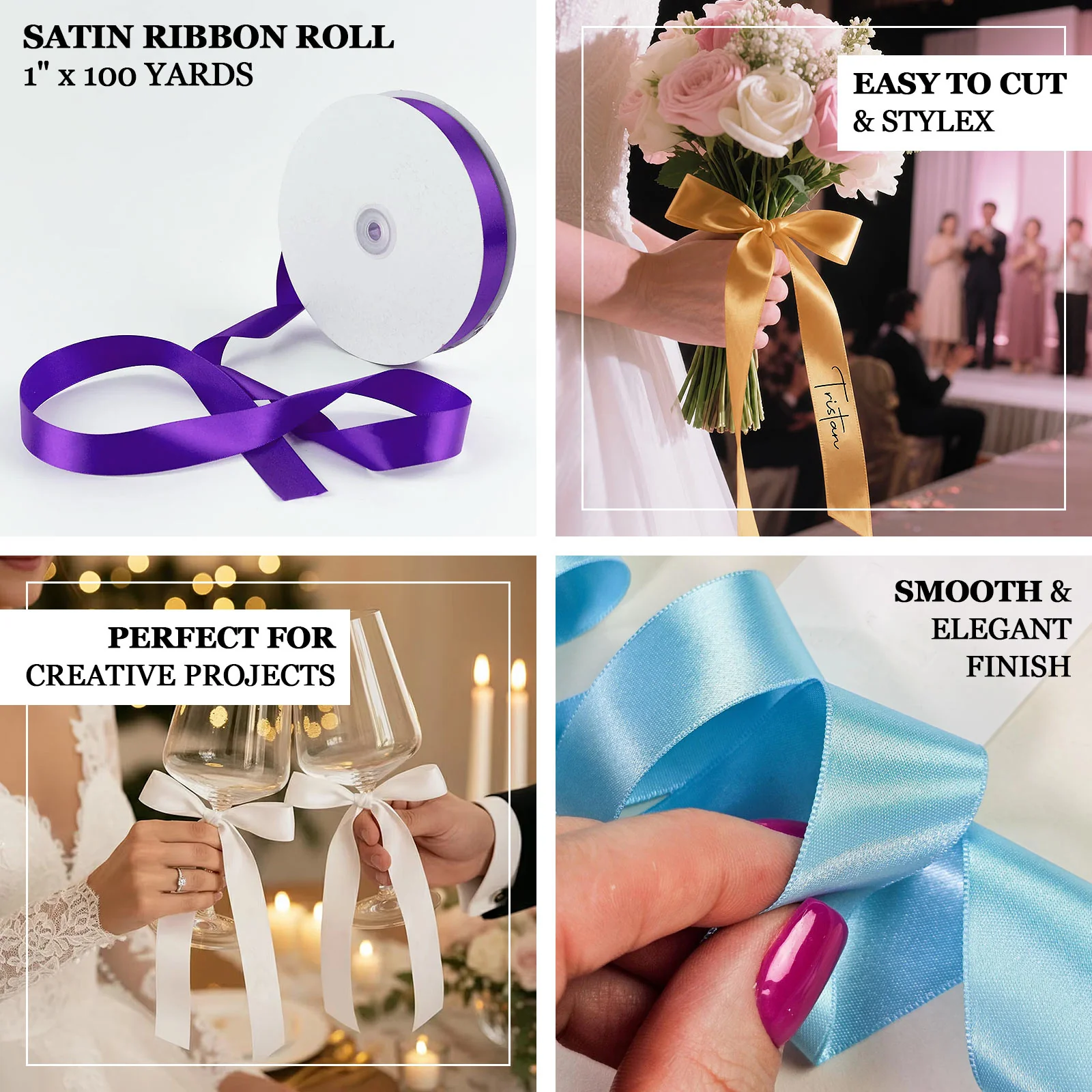 Single Face Satin Ribbon Roll Gold 1" x 100 Yards Decorative Craft Ribbon - Image 4