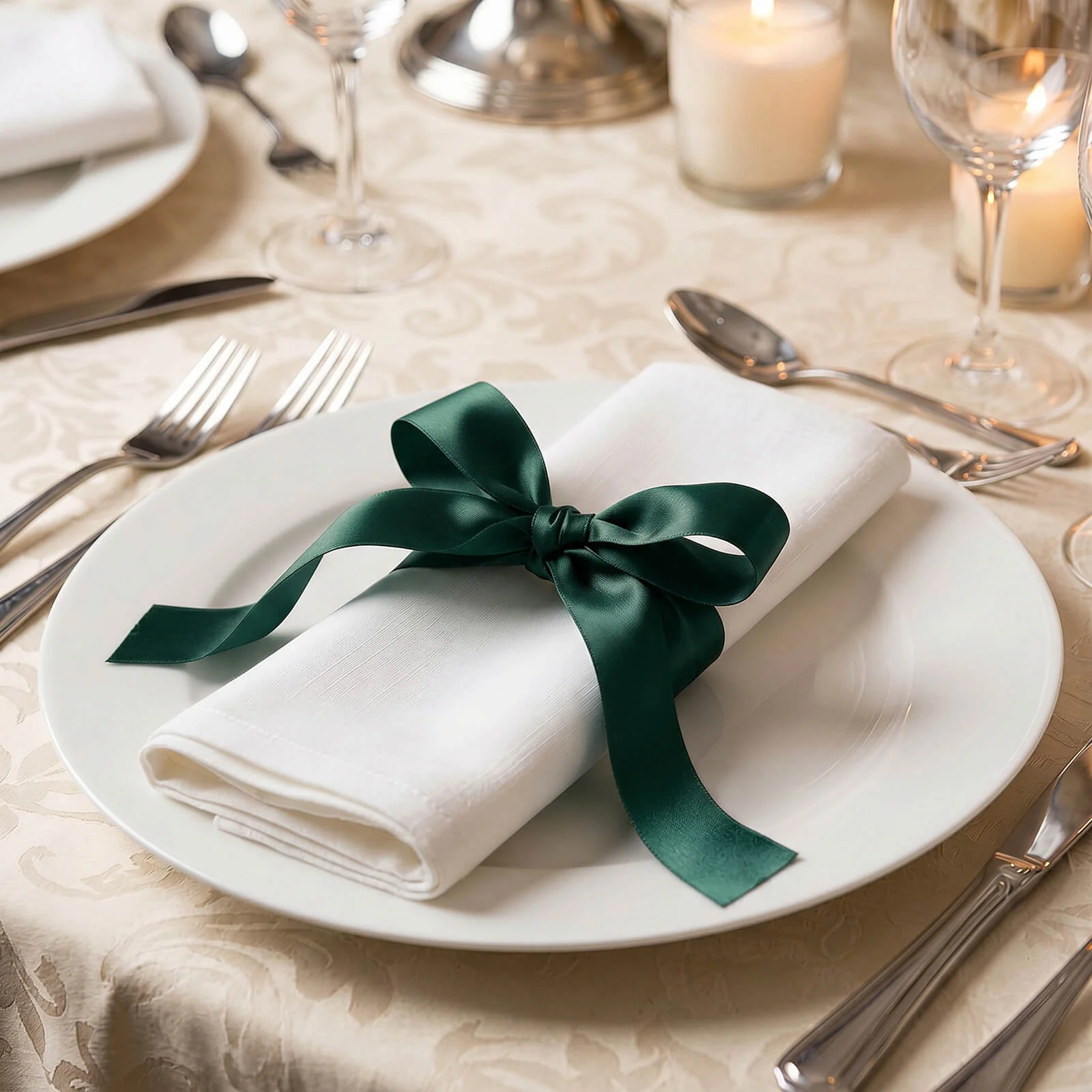 Single Face Satin Ribbon Roll Hunter Emerald Green 1" x 100 Yards Decorative Craft Ribbon - Image 3