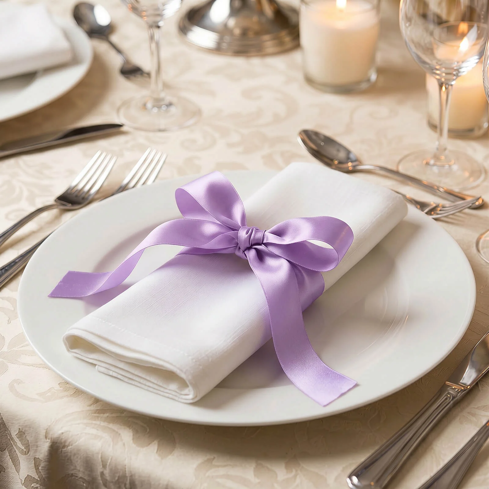Single Face Satin Ribbon Roll Lavender Lilac 1" x 100 Yards Decorative Craft Ribbon - Image 3
