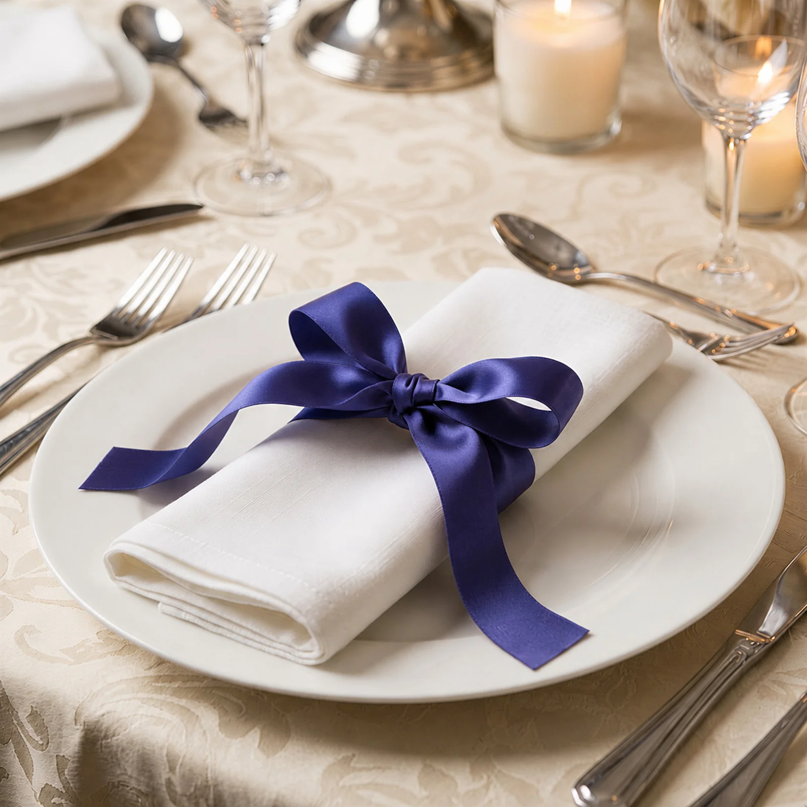Single Face Satin Ribbon Roll Navy Blue 1" x 100 Yards Decorative Craft Ribbon - Image 3