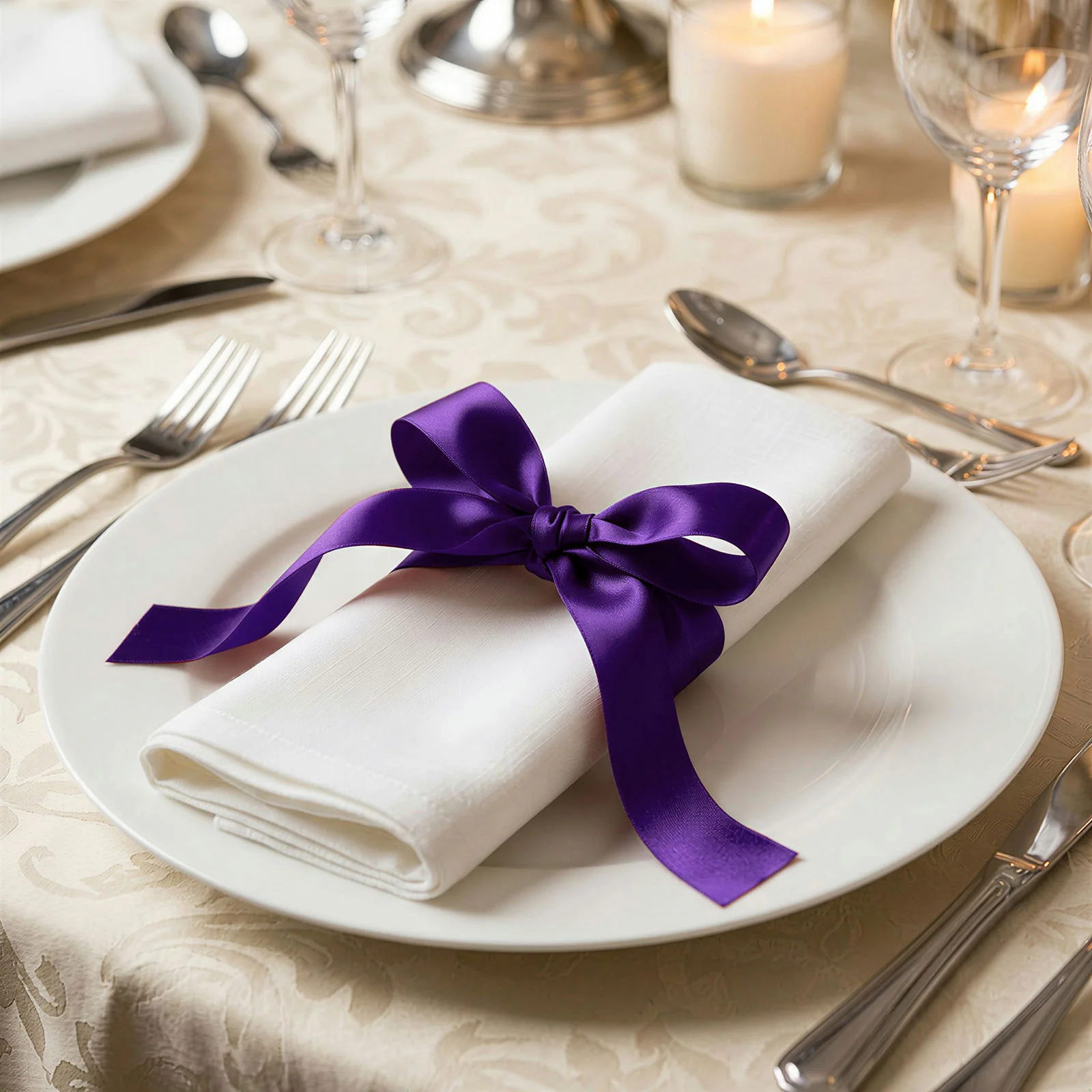 Single Face Satin Ribbon Roll Purple 1" x 100 Yards Decorative Craft Ribbon - Image 3