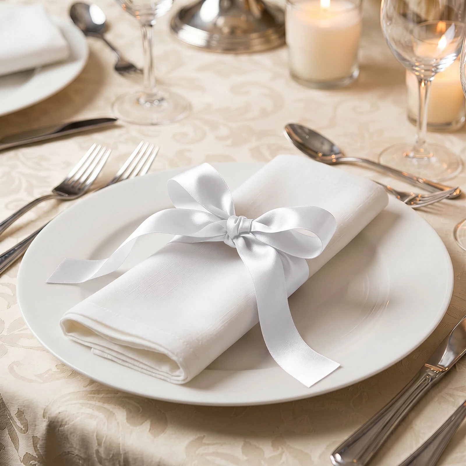 Single Face Satin Ribbon Roll White 1" x 100 Yards Decorative Craft Ribbon - Image 2