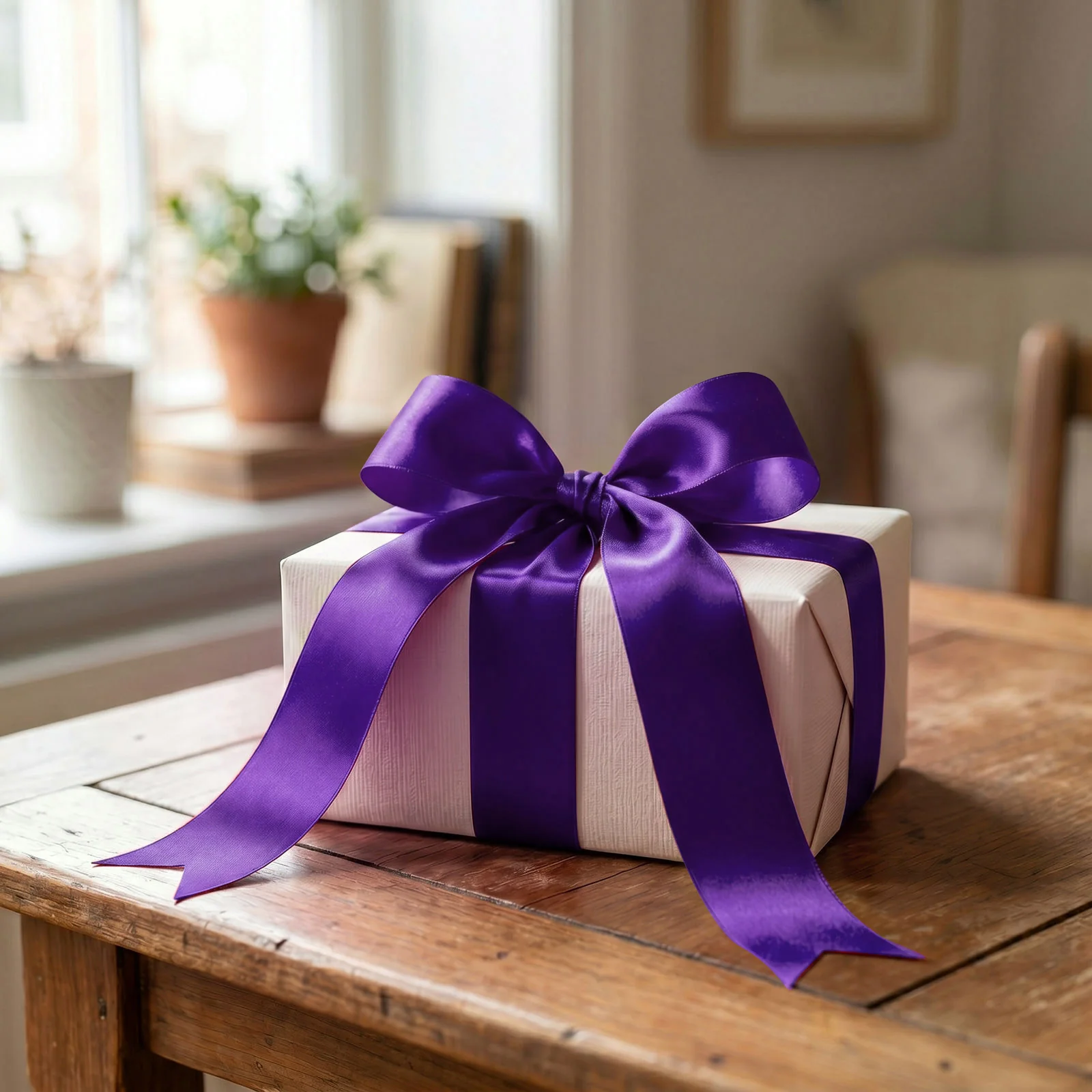 Single Face Satin Ribbon Roll Purple 2" x 100 Yards Decorative Craft Ribbon - Image 3