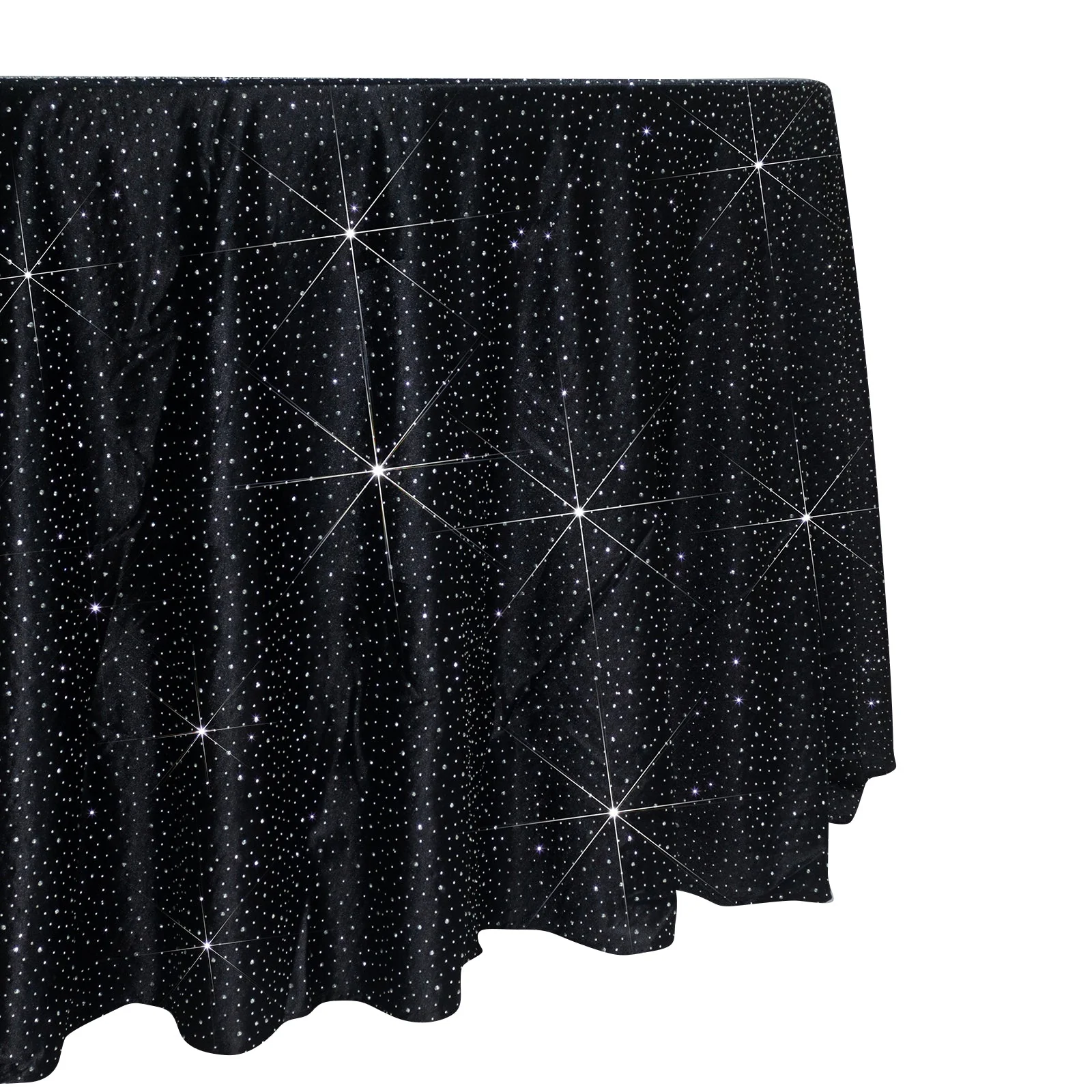 Scuba Round Tablecloth 120″ Black with Rhinestone Accents – Seamless, Wrinkle-Free, Stain-Resistant Event Linen - Image 2