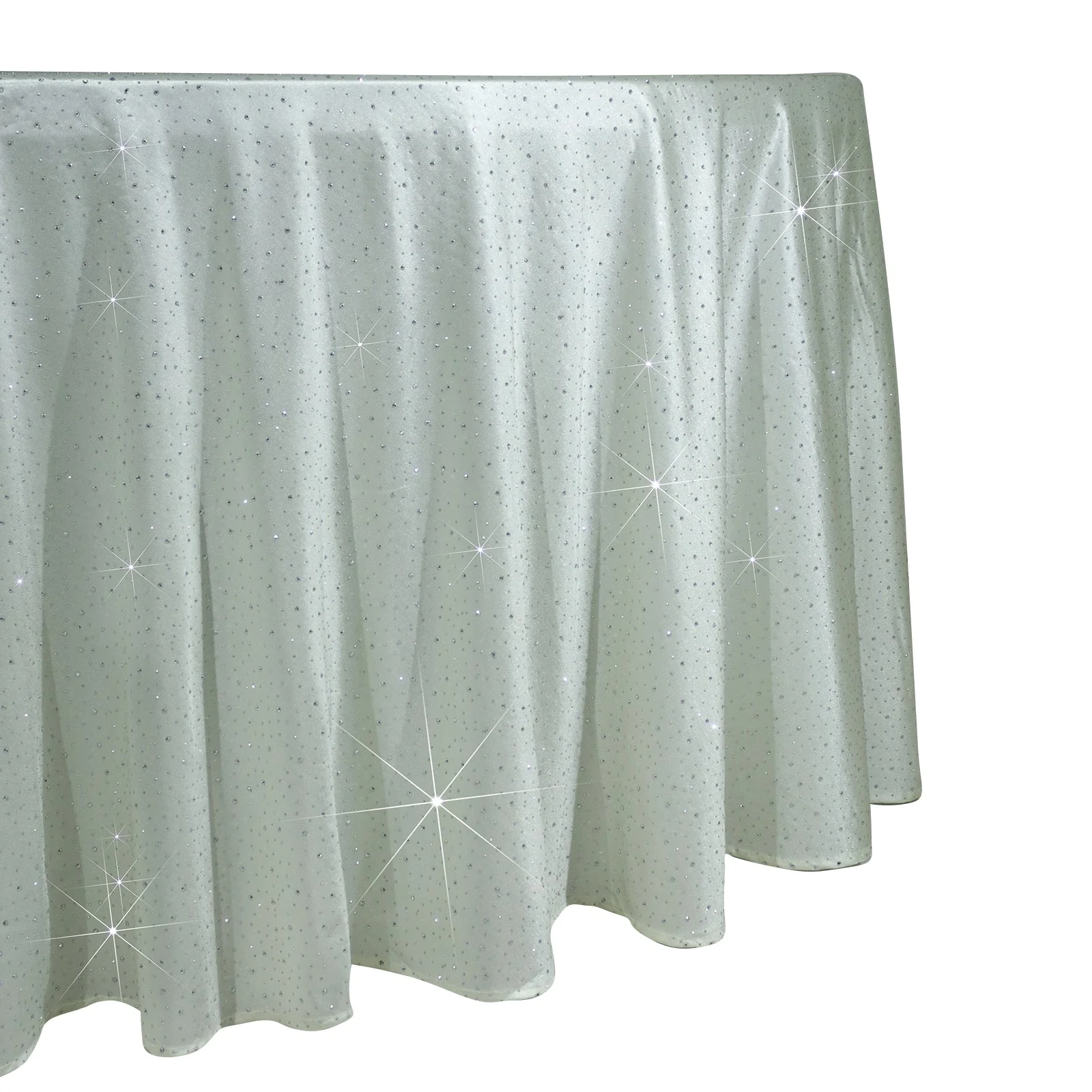 Scuba Round Tablecloth 120″ Pearl White with Rhinestone Accents – Seamless, Wrinkle-Free, Stain-Resistant Event Linen - Image 2