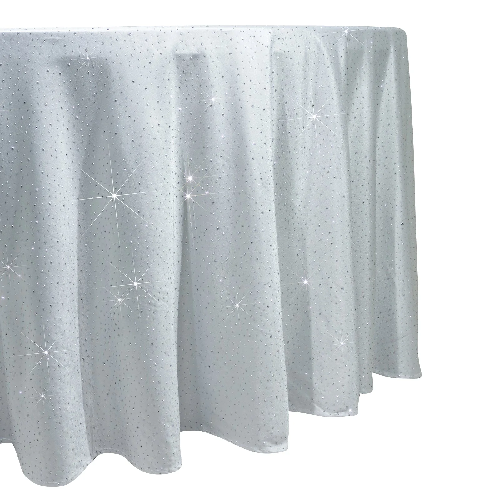 Scuba Round Tablecloth 120″ White with Rhinestone Accents – Seamless, Wrinkle-Free, Stain-Resistant Event Linen - Image 2