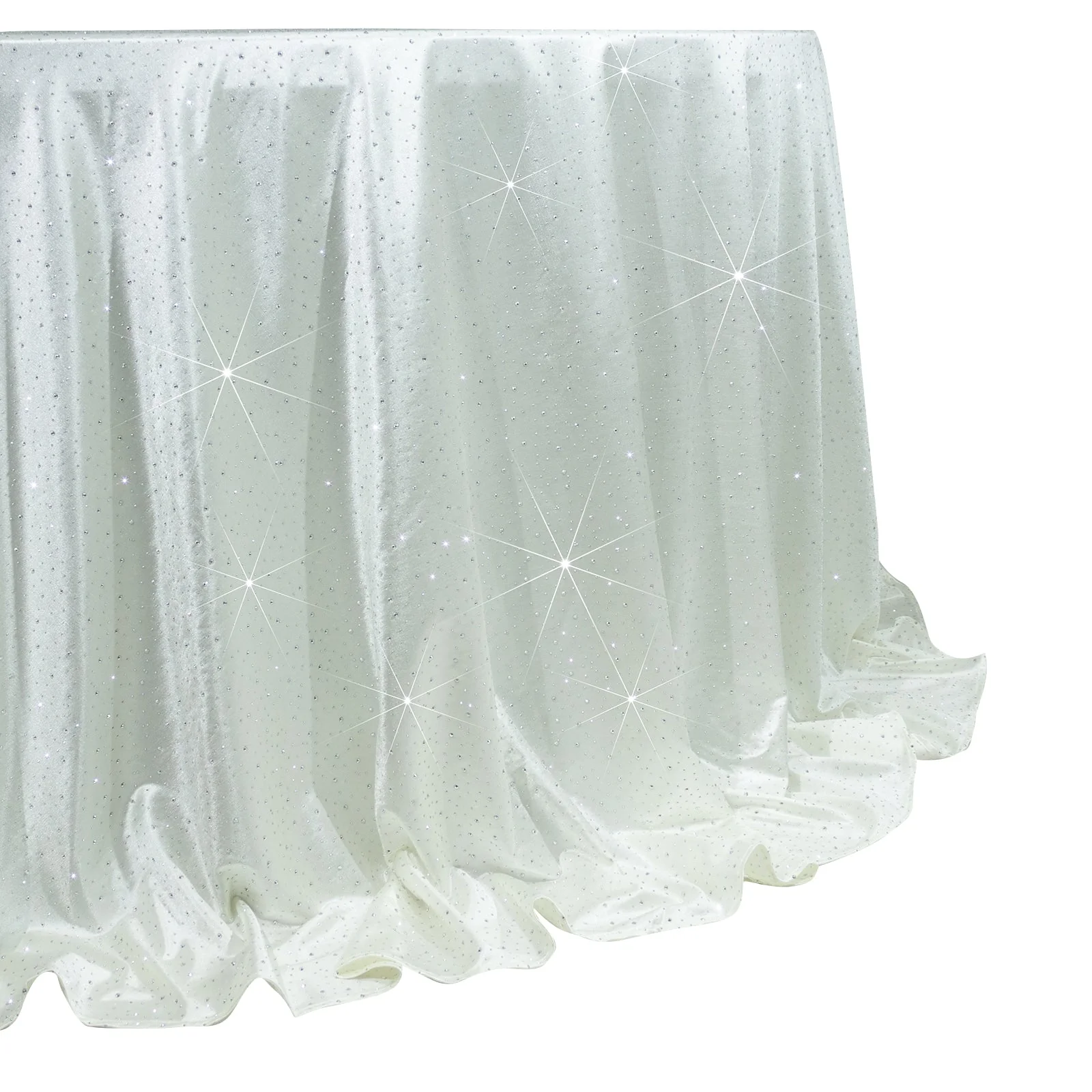 Scuba Round Tablecloth 132″ Pearl White with Rhinestone Accents – Seamless, Wrinkle-Free, Stain-Resistant Event Linen - Image 2