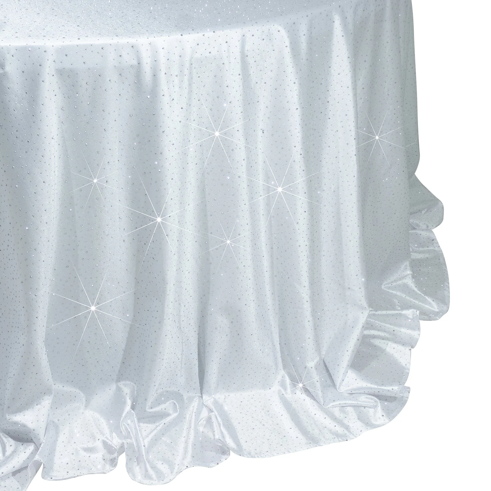 Scuba Round Tablecloth 132″ White with Rhinestone Accents – Seamless, Wrinkle-Free, Stain-Resistant Event Linen - Image 2