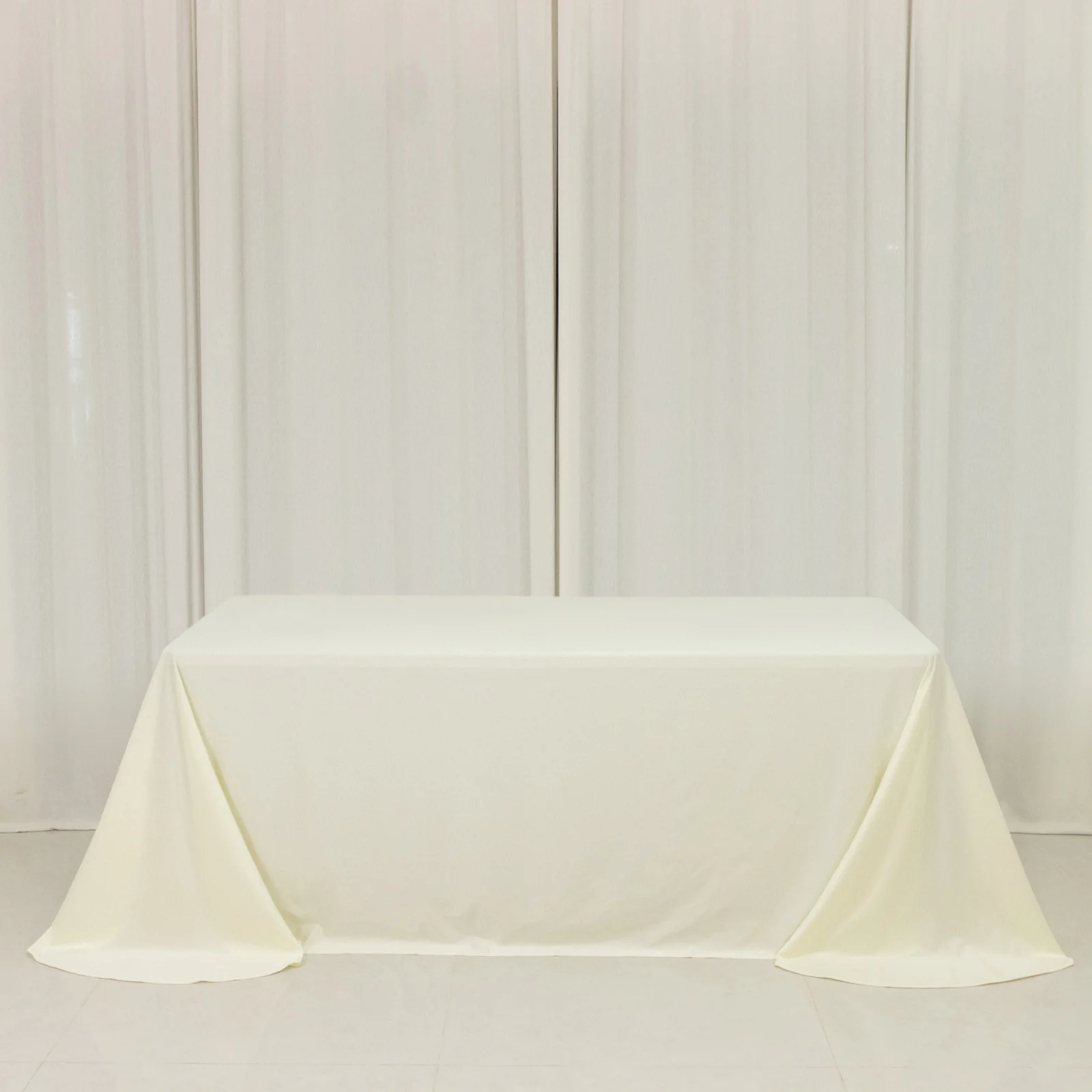 Scuba Rectangular 90"x132" Tablecloth Ivory with Rounded Corners – Seamless, Wrinkle Free & Stain Resistant Table Cover - Image 3