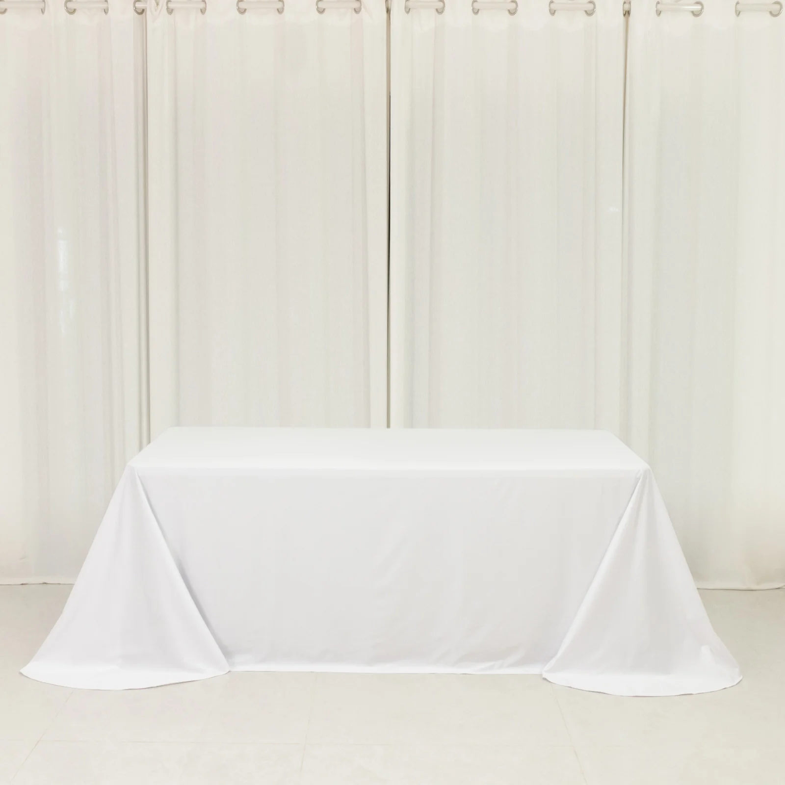 Scuba Rectangular 90"x132" Tablecloth White with Rounded Corners – Seamless, Wrinkle Free & Stain Resistant Table Cover - Image 3