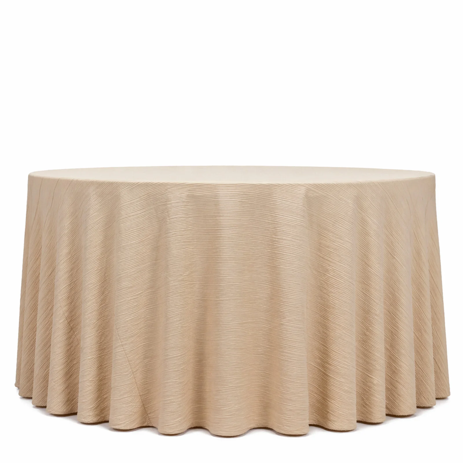 Accordion Pleated Scuba Tablecloth 120" Round Beige – Wrinkle Free & Stain Resistant Textured Table Linen