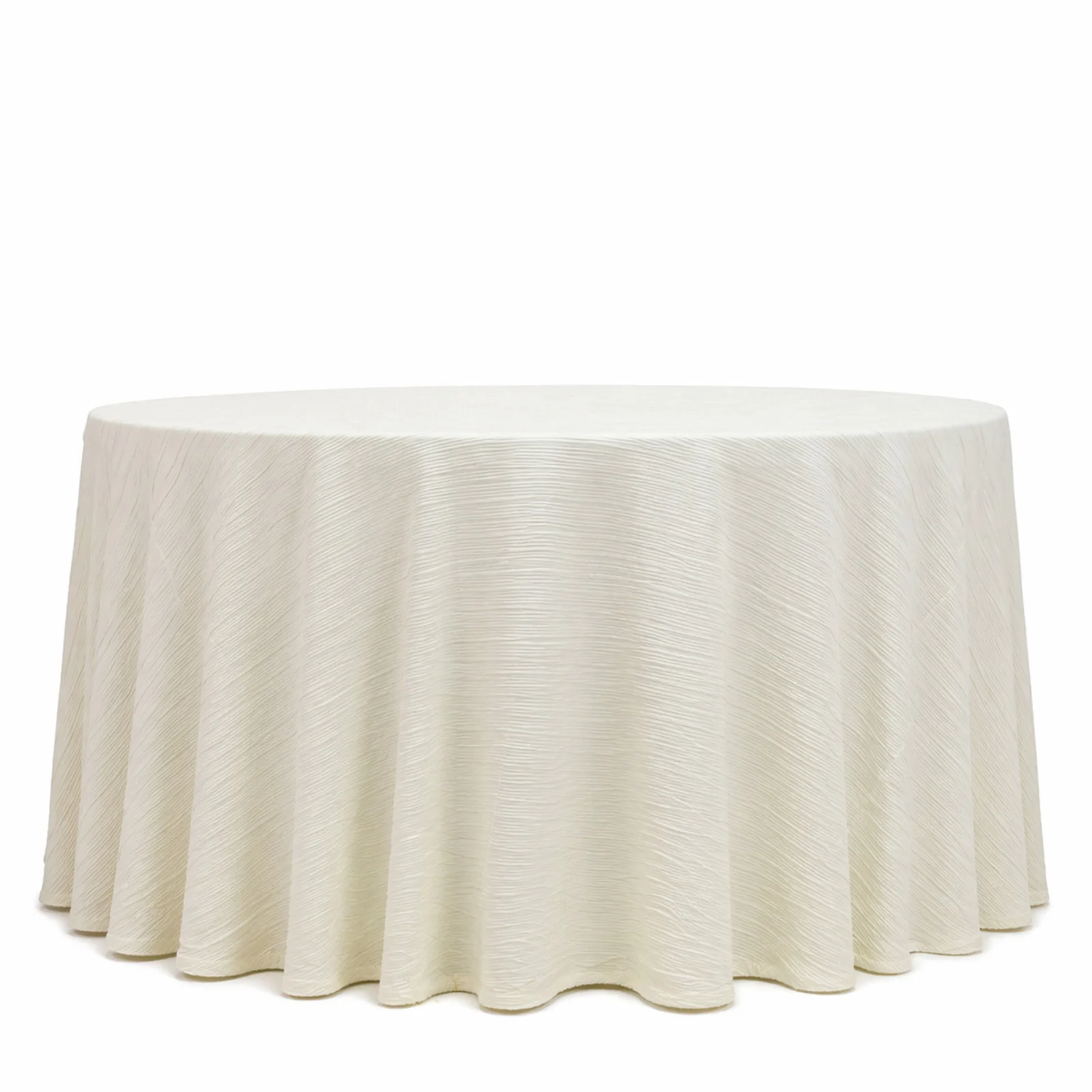 Accordion Pleated Scuba Tablecloth 120" Round Ivory – Wrinkle Free & Stain Resistant Textured Table Linen