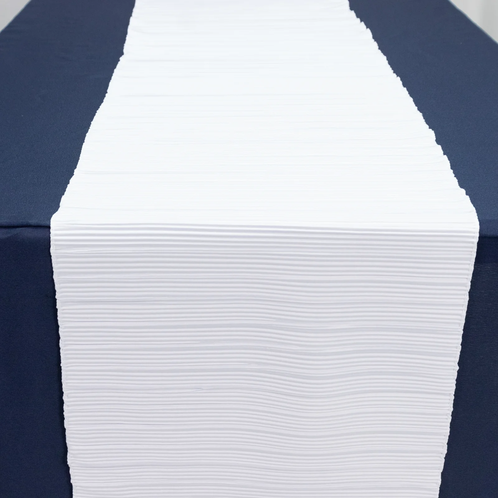 Accordion Pleated Scuba Table Runner 12" x 108" White – Wrinkle Free & Stain Resistant Textured Table Accent