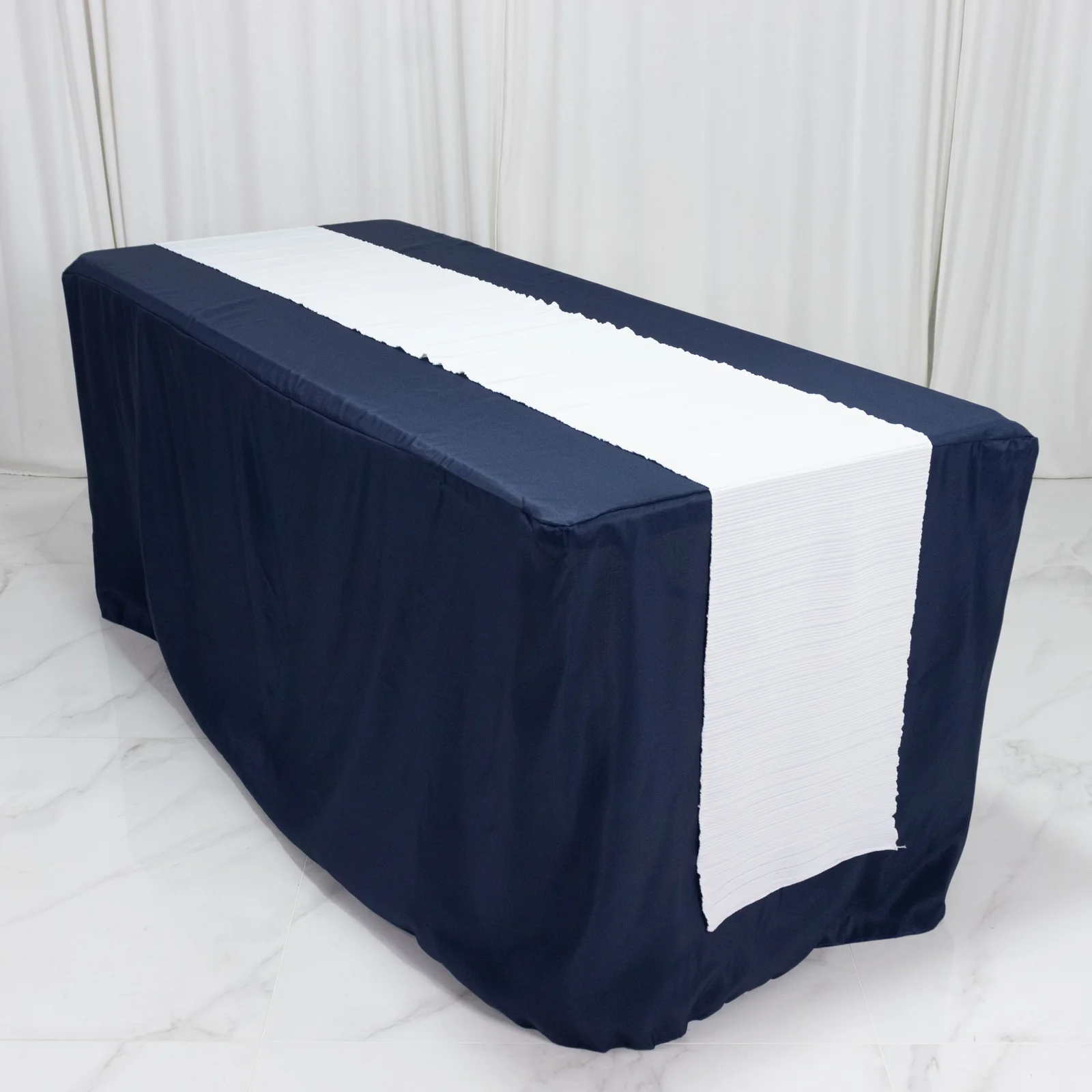 Accordion Pleated Scuba Table Runner 12" x 108" White – Wrinkle Free & Stain Resistant Textured Table Accent - Image 6