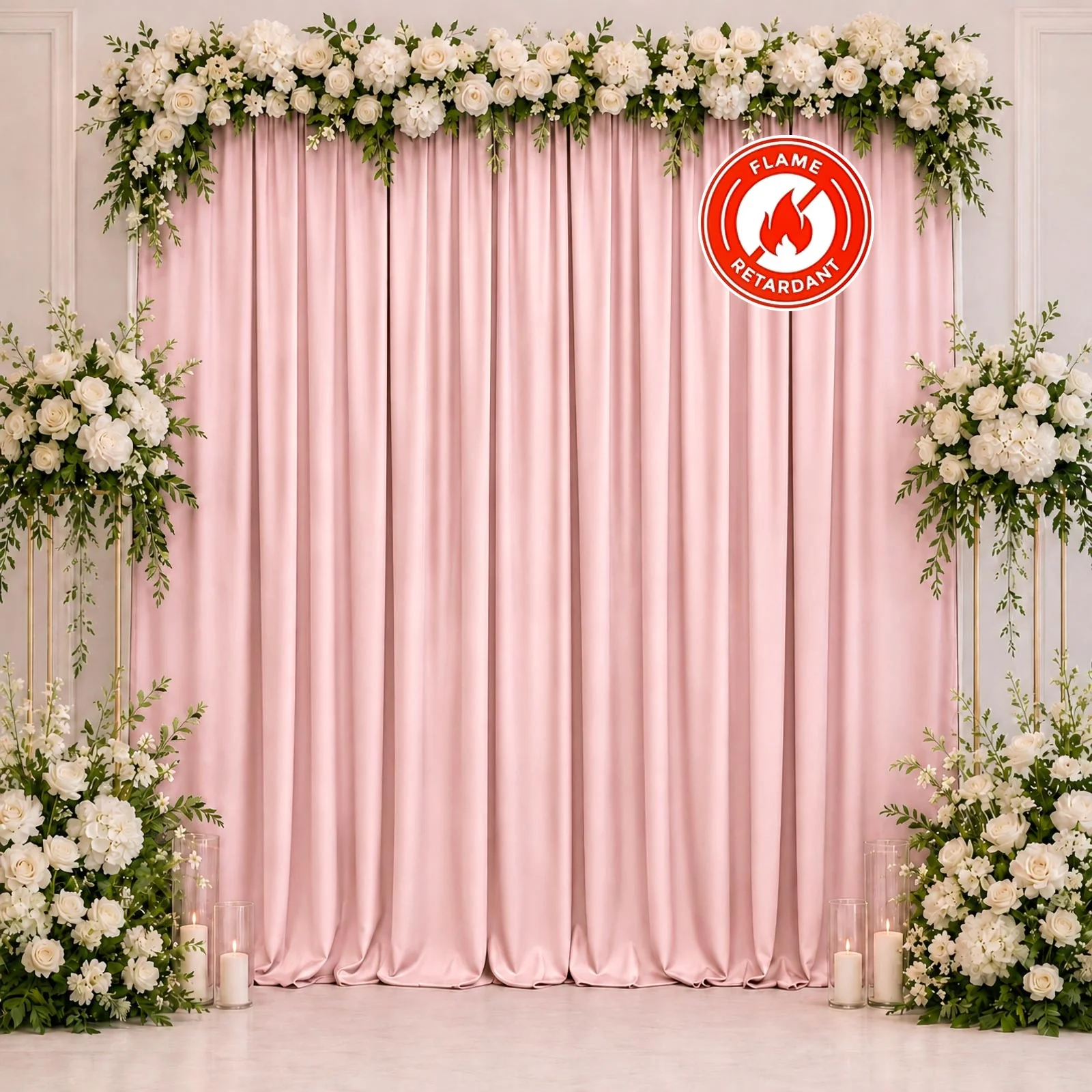 Scuba Polyester Event Backdrop Curtain Blush 10ftx10ft Durable Flame Resistant Wrinkle-Free Photography Drape Panel With Rod Pocket