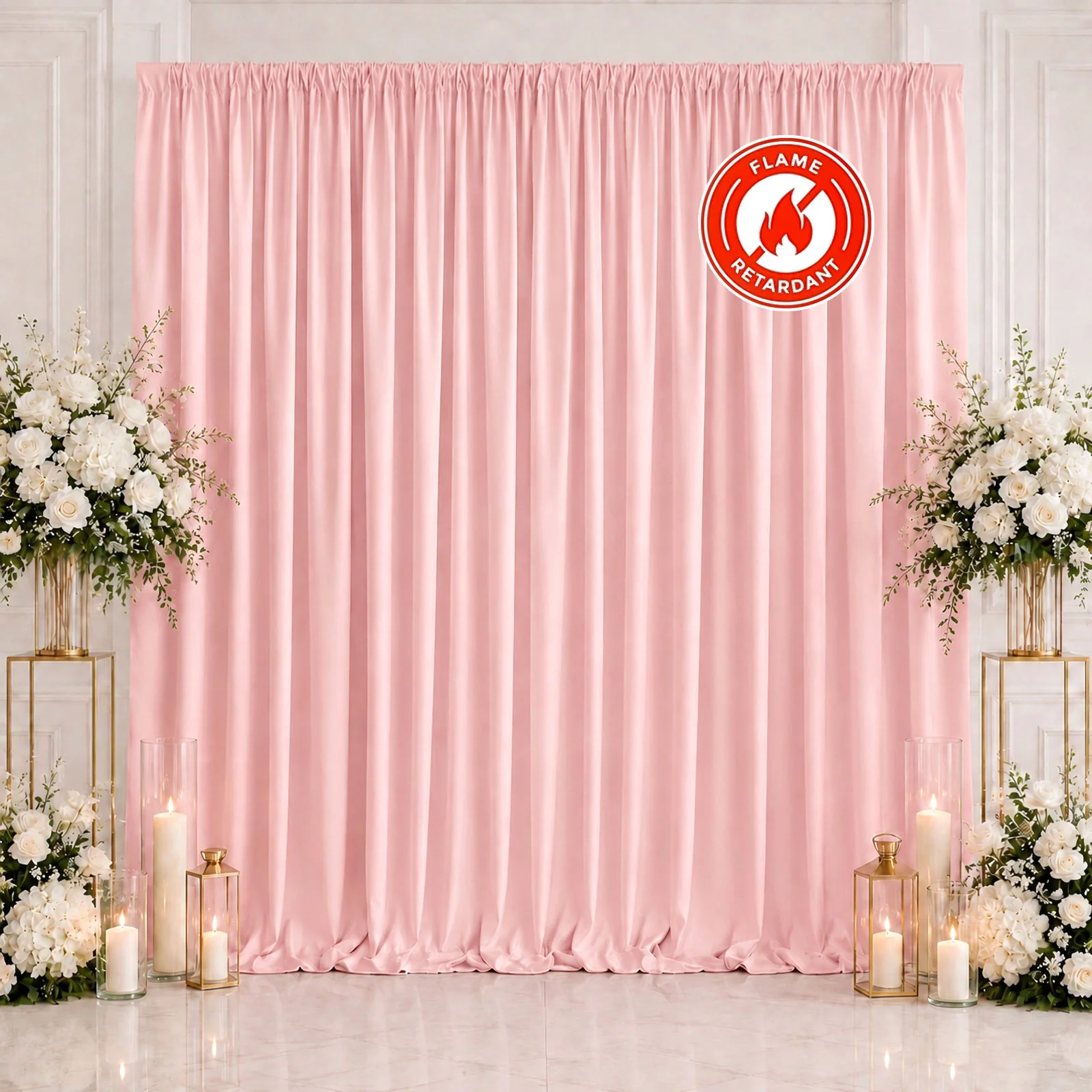 Scuba Polyester Event Backdrop Curtain Blush 10ftx10ft Durable Flame Resistant Wrinkle-Free Photography Drape Panel With Rod Pocket - Image 3