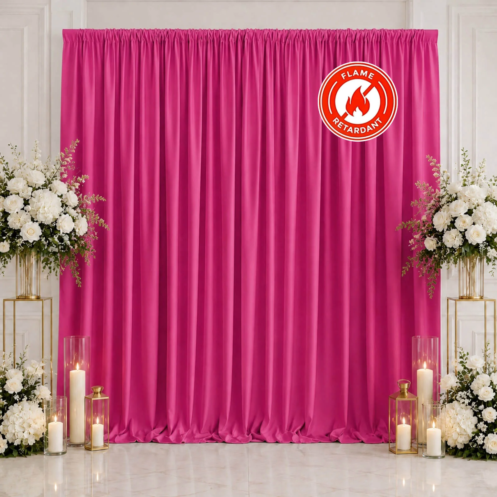Scuba Polyester Event Backdrop Curtain Fuchsia 10ftx10ft Durable Flame Resistant Wrinkle-Free Photography Drape Panel With Rod Pocket - Image 3