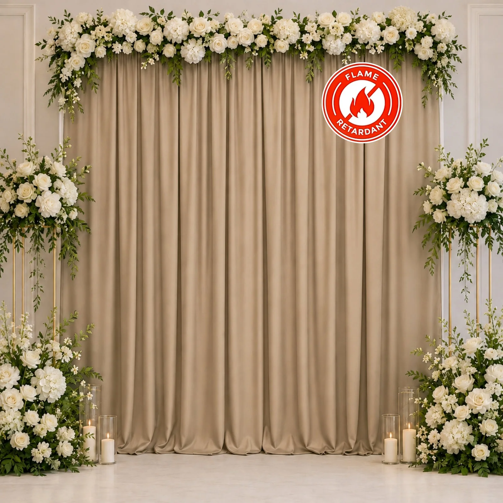 Scuba Polyester Event Backdrop Curtain Nude 10ftx10ft Durable Flame Resistant Wrinkle-Free Photography Drape Panel With Rod Pocket