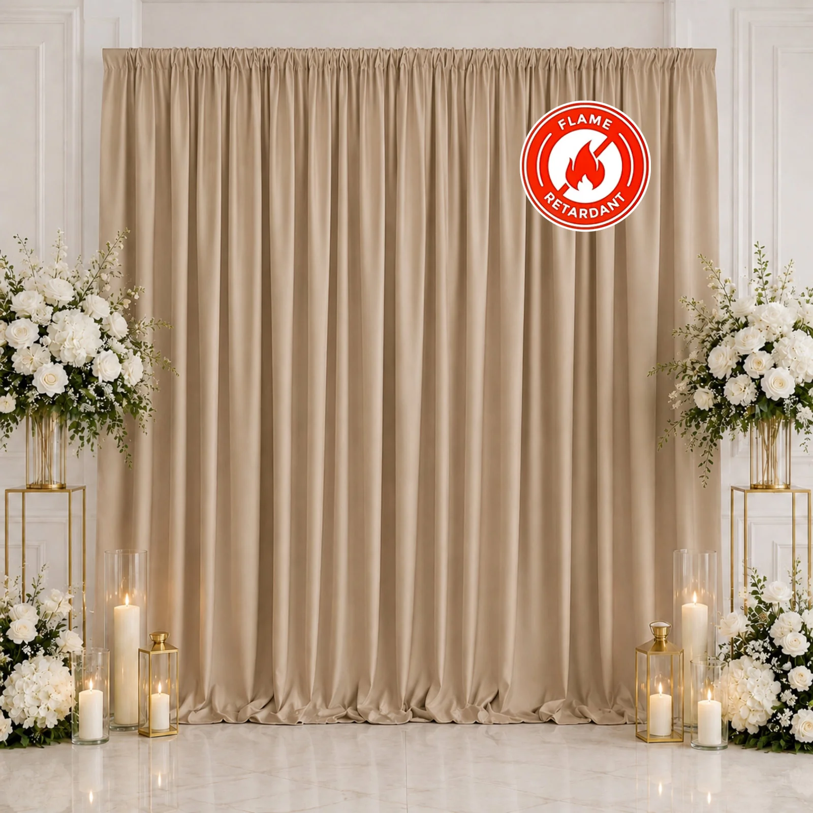 Scuba Polyester Event Backdrop Curtain Nude 10ftx10ft Durable Flame Resistant Wrinkle-Free Photography Drape Panel With Rod Pocket - Image 3