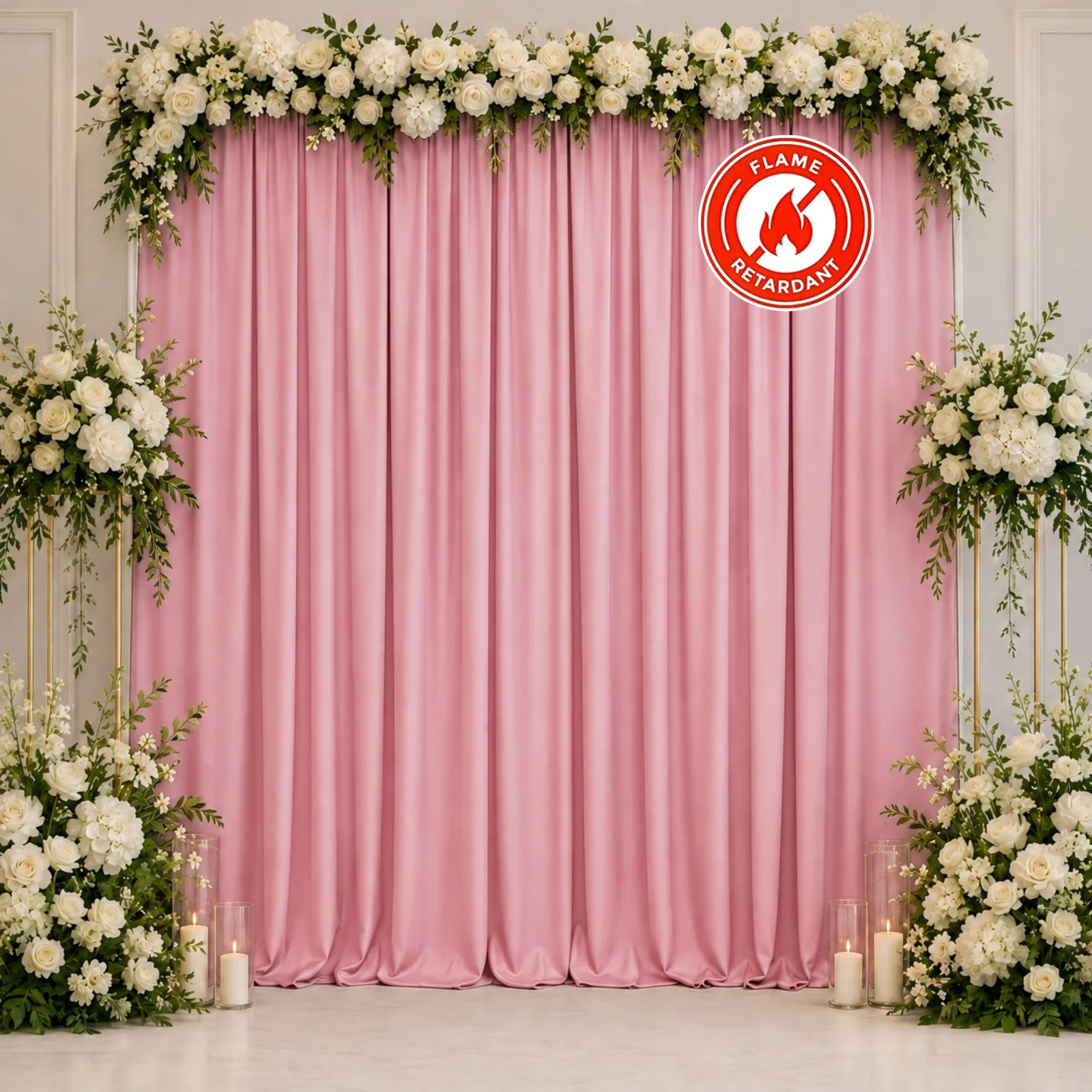 Scuba Polyester Event Backdrop Curtain Pink 10ftx10ft Durable Flame Resistant Wrinkle-Free Photography Drape Panel With Rod Pocket
