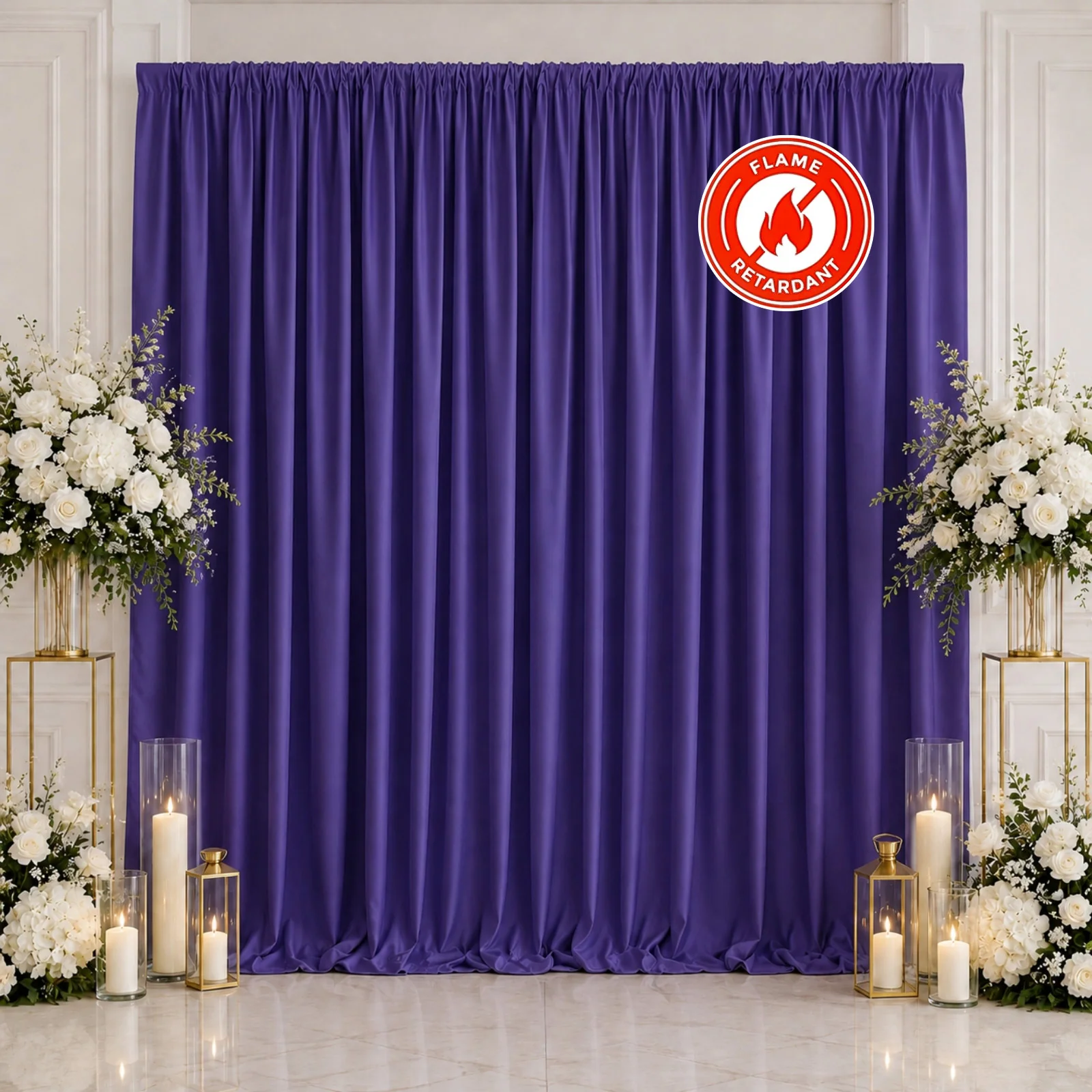 Scuba Polyester Event Backdrop Curtain Purple 10ftx10ft Durable Flame Resistant Wrinkle-Free Photography Drape Panel With Rod Pocket - Image 3