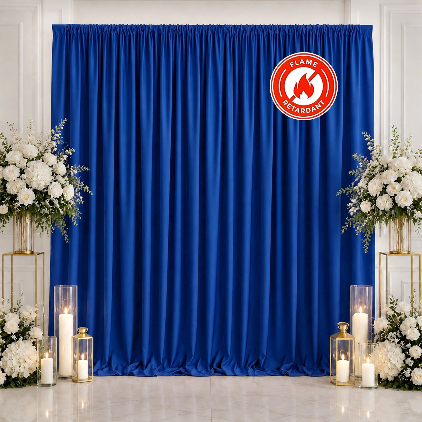 Scuba Polyester Event Backdrop Curtain Royal Blue 10ftx10ft Durable Flame Resistant Wrinkle-Free Photography Drape Panel With Rod Pocket - Image 3
