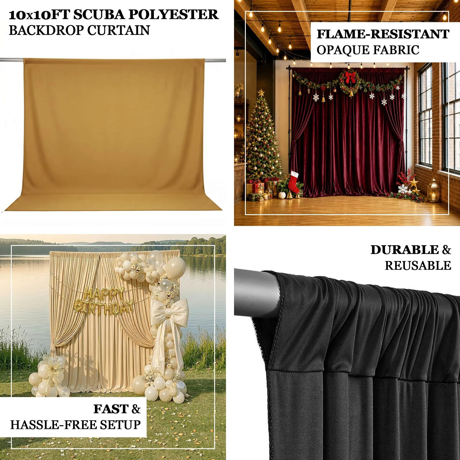 Scuba Polyester Event Backdrop Curtain Purple 10ftx10ft Durable Flame Resistant Wrinkle-Free Photography Drape Panel With Rod Pocket - Image 4