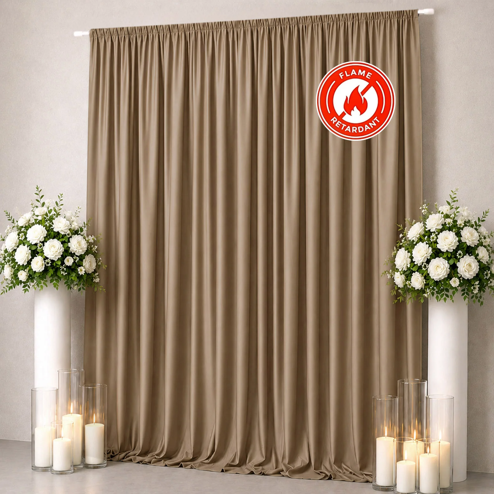 Scuba Polyester Event Backdrop Curtain Nude 10ftx12ft Durable Flame Resistant Wrinkle-Free Photography Drape Panel With Rod Pocket