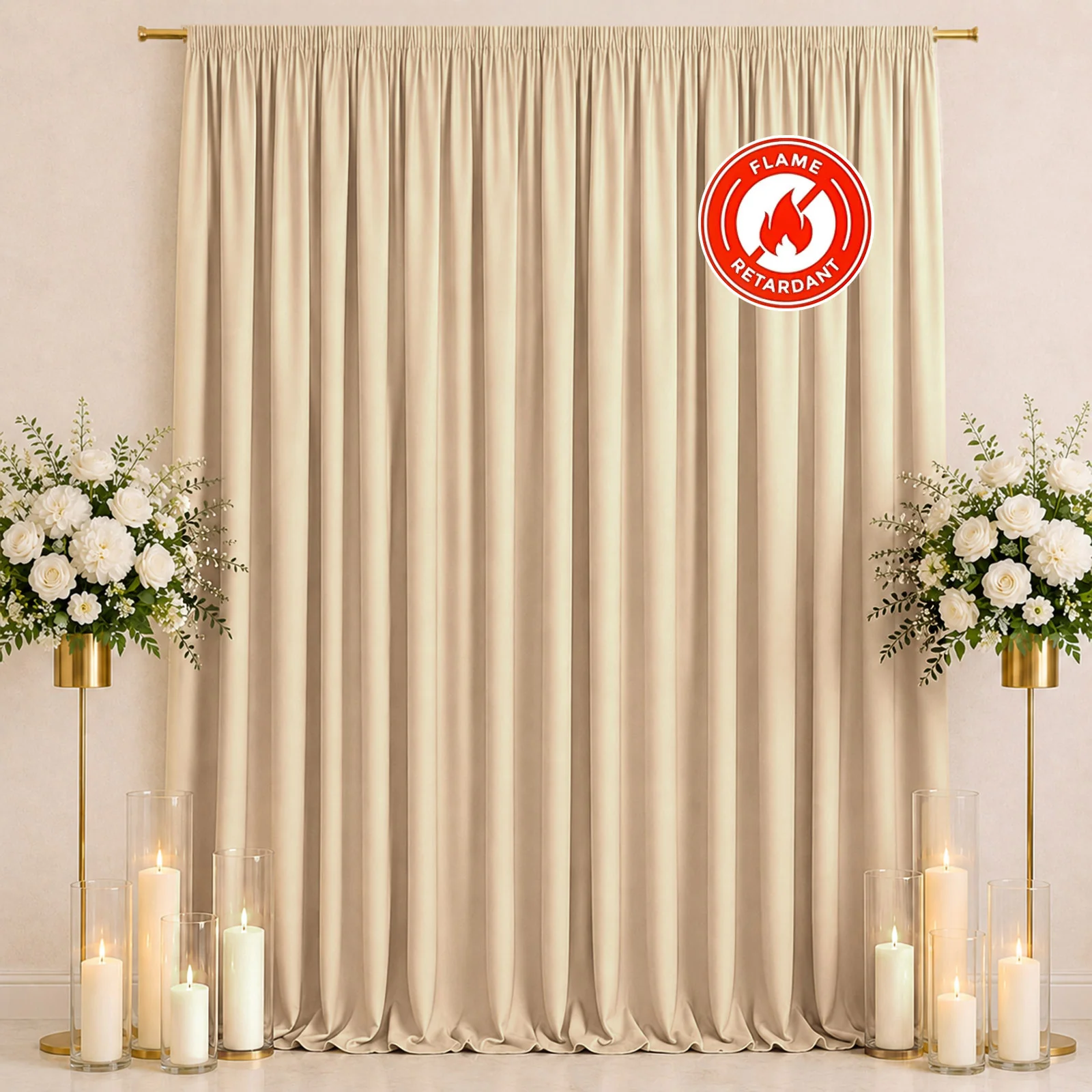 Scuba Polyester Event Backdrop Curtain Champagne 10ftx12ft Durable Flame Resistant Wrinkle-Free Photography Drape Panel With Rod Pocket - Image 3