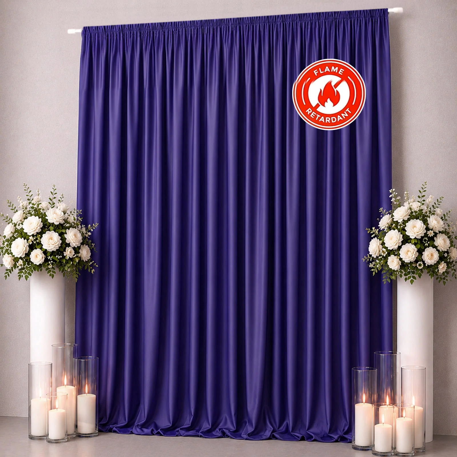 Scuba Polyester Event Backdrop Curtain Purple 10ftx12ft Durable Flame Resistant Wrinkle-Free Photography Drape Panel With Rod Pocket