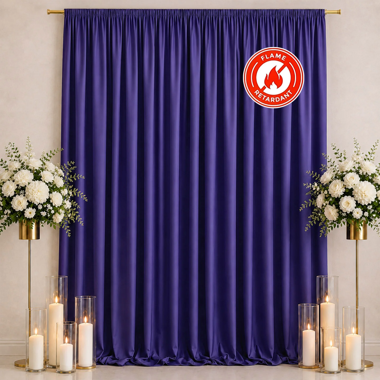 Scuba Polyester Event Backdrop Curtain Purple 10ftx12ft Durable Flame Resistant Wrinkle-Free Photography Drape Panel With Rod Pocket - Image 3
