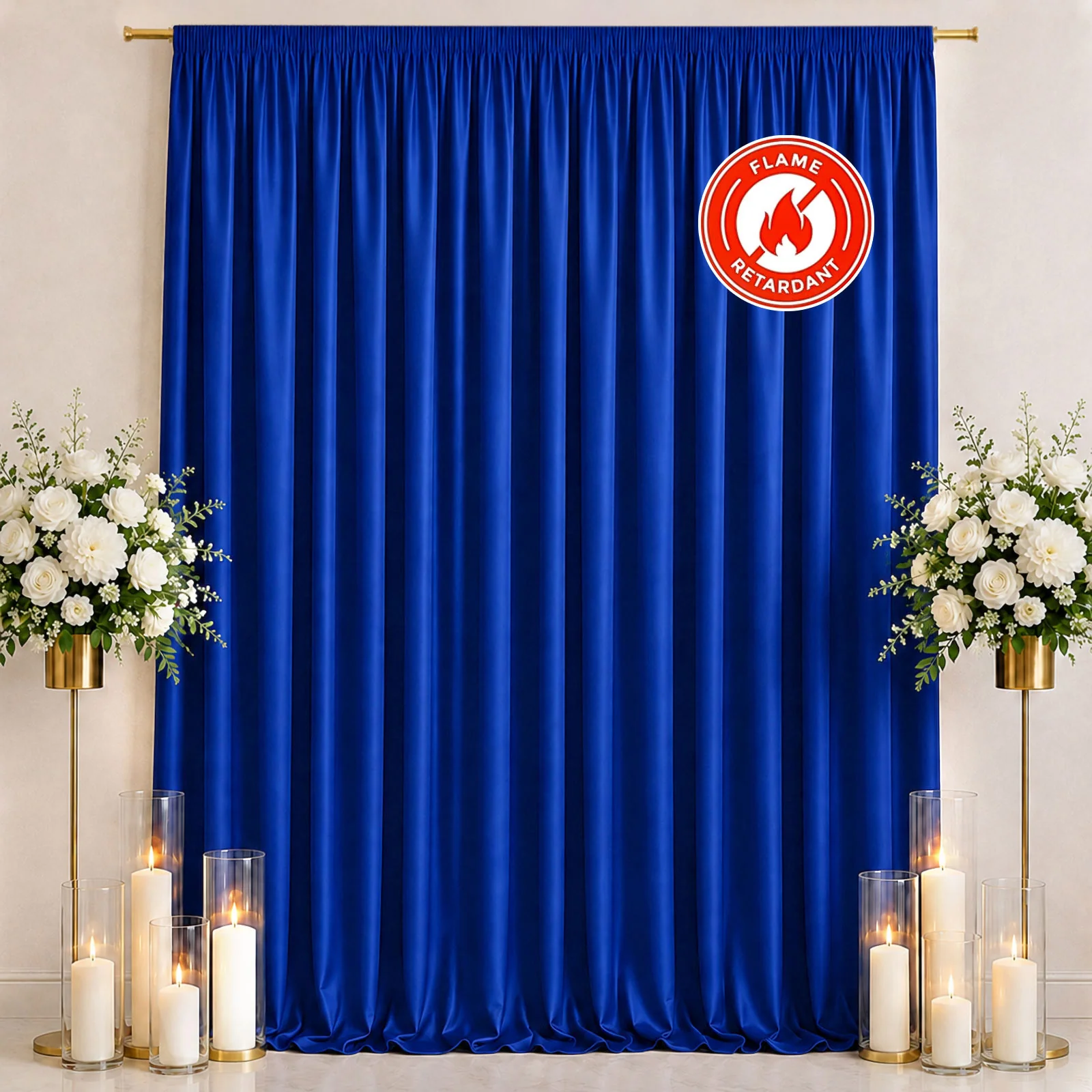 Scuba Polyester Event Backdrop Curtain Royal Blue 10ftx12ft Durable Flame Resistant Wrinkle-Free Photography Drape Panel With Rod Pocket - Image 3