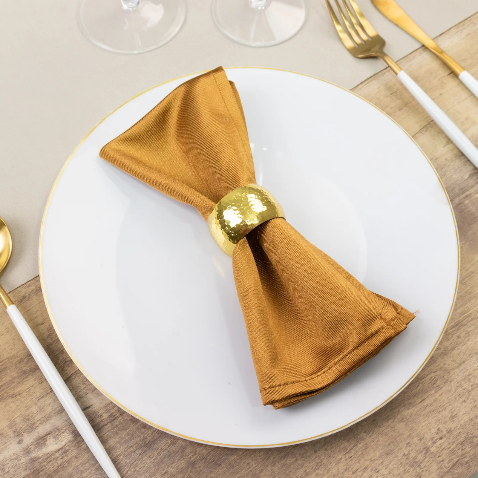 5 Pack Shimmer Gold Scuba Napkins – 17"x17" Wrinkle-Free & Stain-Resistant Cloth Table Napkins - Image 3