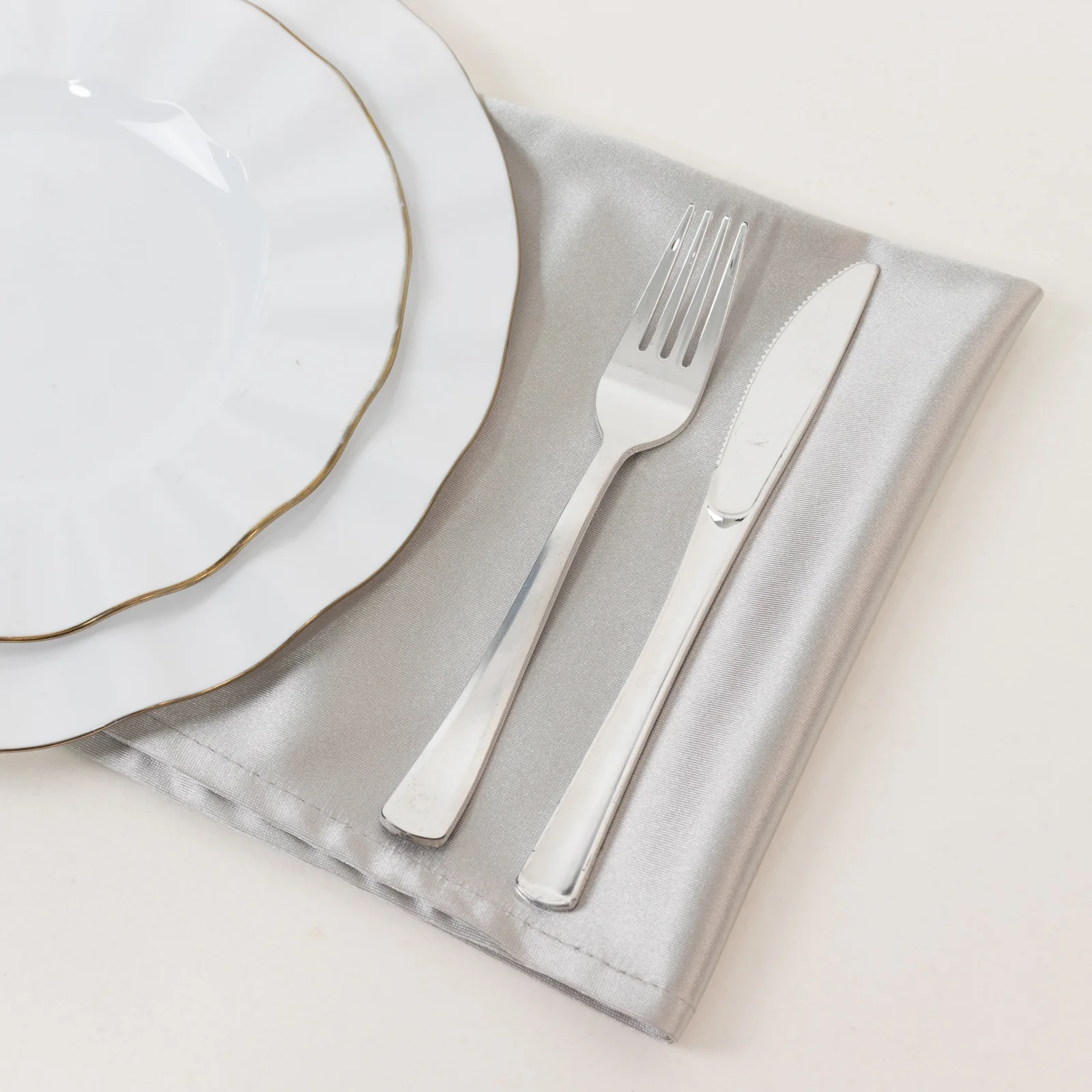 5 Pack Shimmer Silver Scuba Napkins – 17"x17" Wrinkle-Free & Stain-Resistant Cloth Table Napkins - Image 5