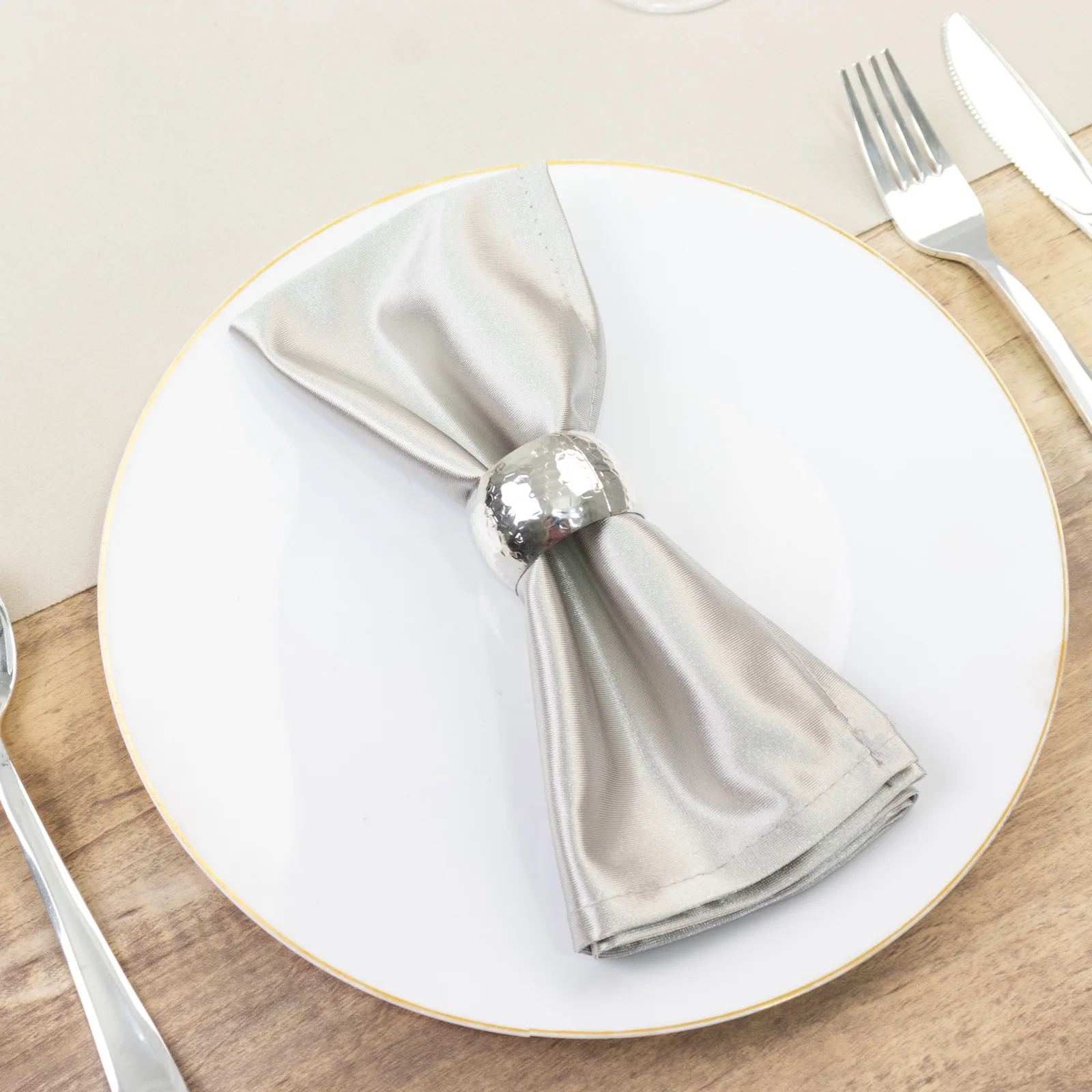5 Pack Shimmer Silver Scuba Napkins – 17"x17" Wrinkle-Free & Stain-Resistant Cloth Table Napkins - Image 7