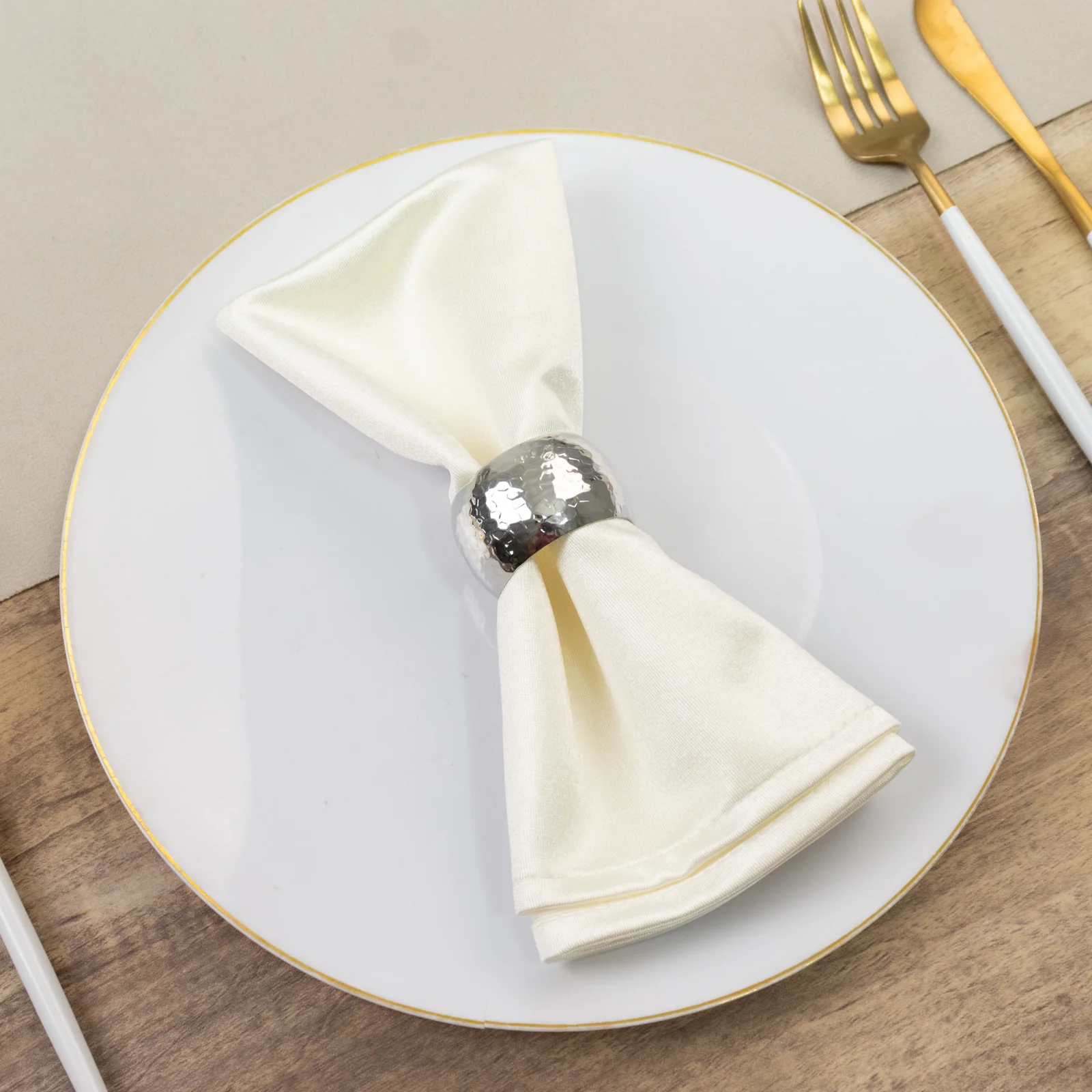 5 Pack Shimmer Pearl White Scuba Napkins – 17"x17" Wrinkle-Free & Stain-Resistant Cloth Table Napkins - Image 3