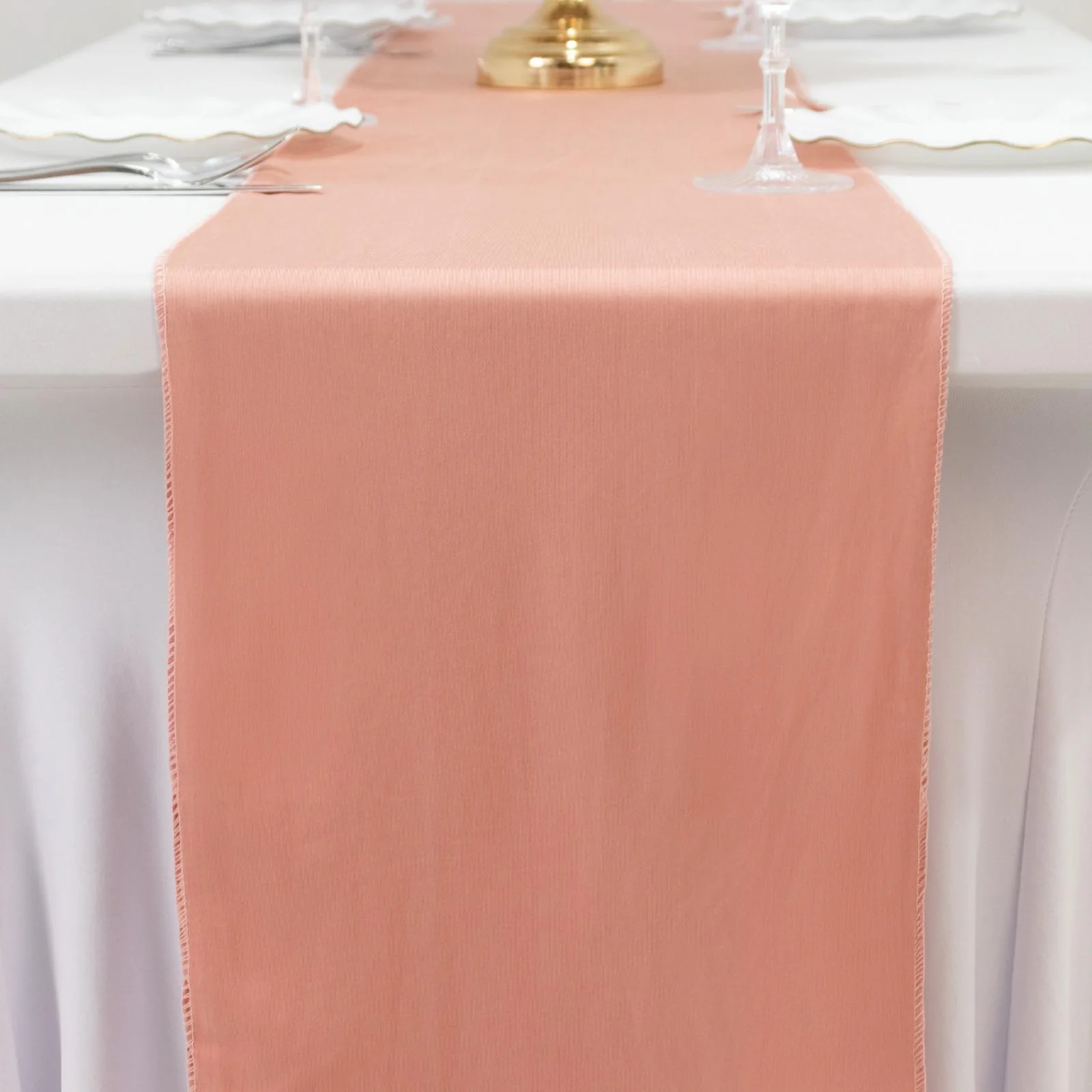 Scuba Polyester 12"x108" Table Runner Dusty Rose - Wrinkle-Free Table Linen - Image 3