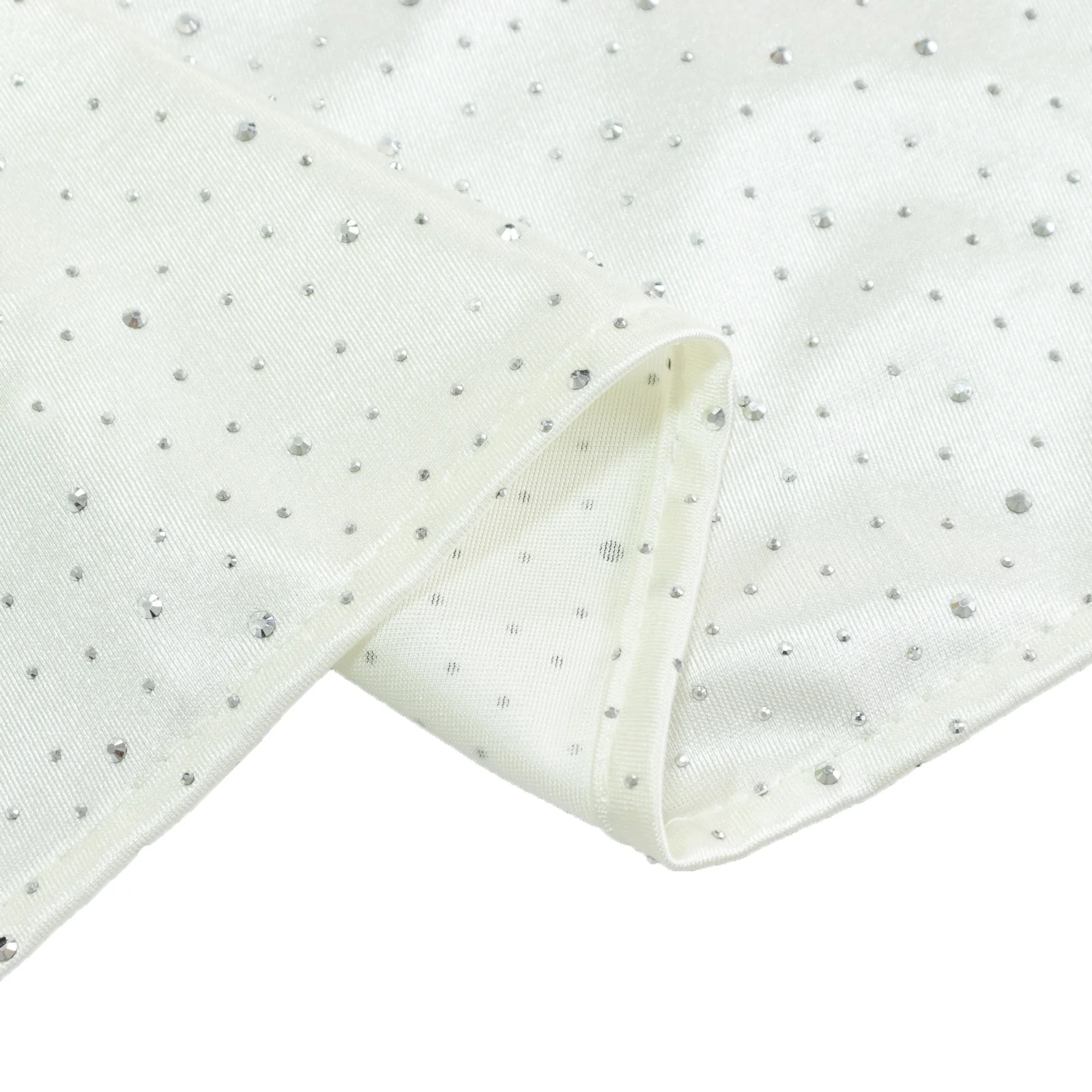 Pearl White Scuba Table Runner with Rhinestone Accents - 12"x108" Wrinkle-Free Table Linen - Image 6